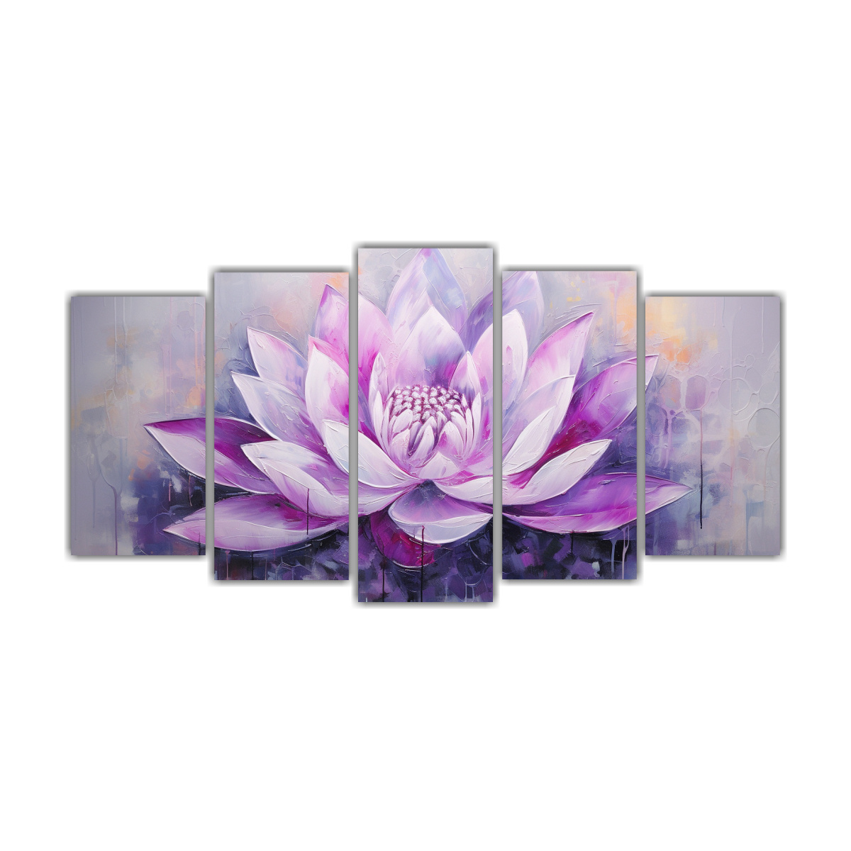 PINTURA EN BASTIDOR ESTILO FLOR DE LOTO MORADO EN 200X100 CM - 1