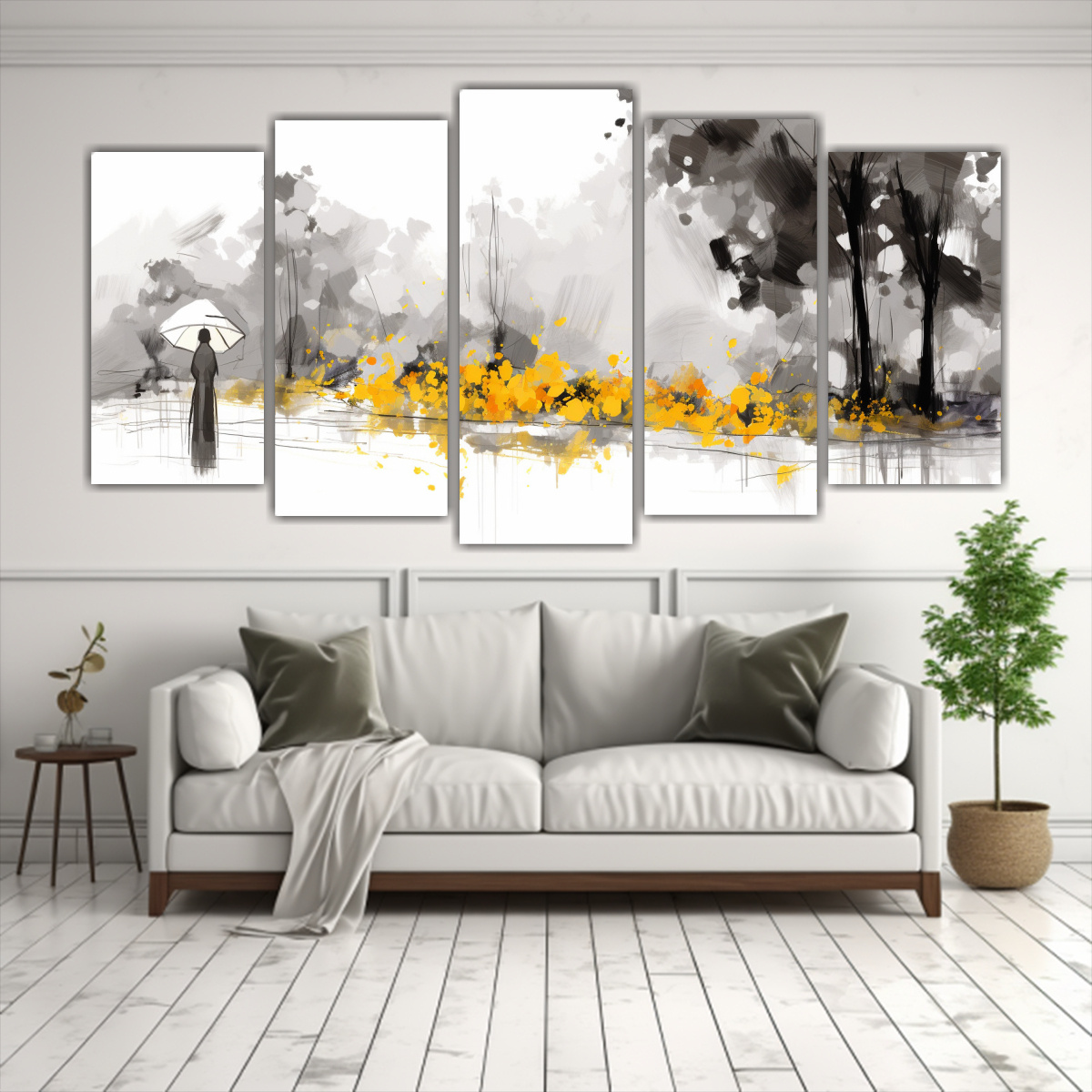 CINCO TELAS EN BASTIDOR DE ALTA CALIDAD PARA SALA 250X125 CM - 2