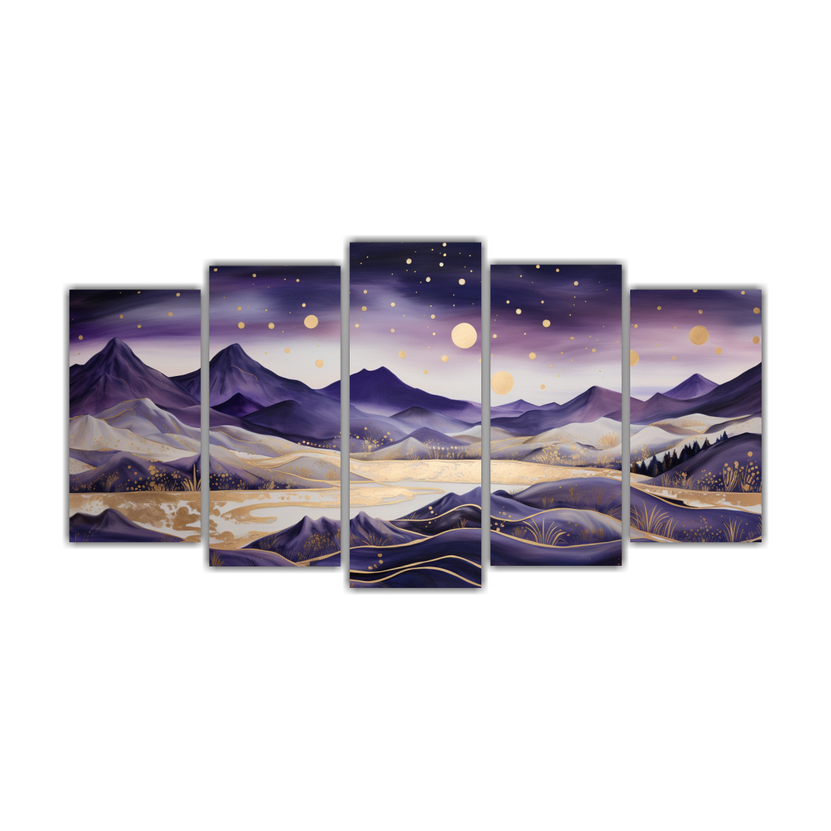CUADRO EN BASTIDOR DE COMPOSICIÓN DE CINCO TELAS 250X125 CM - 1