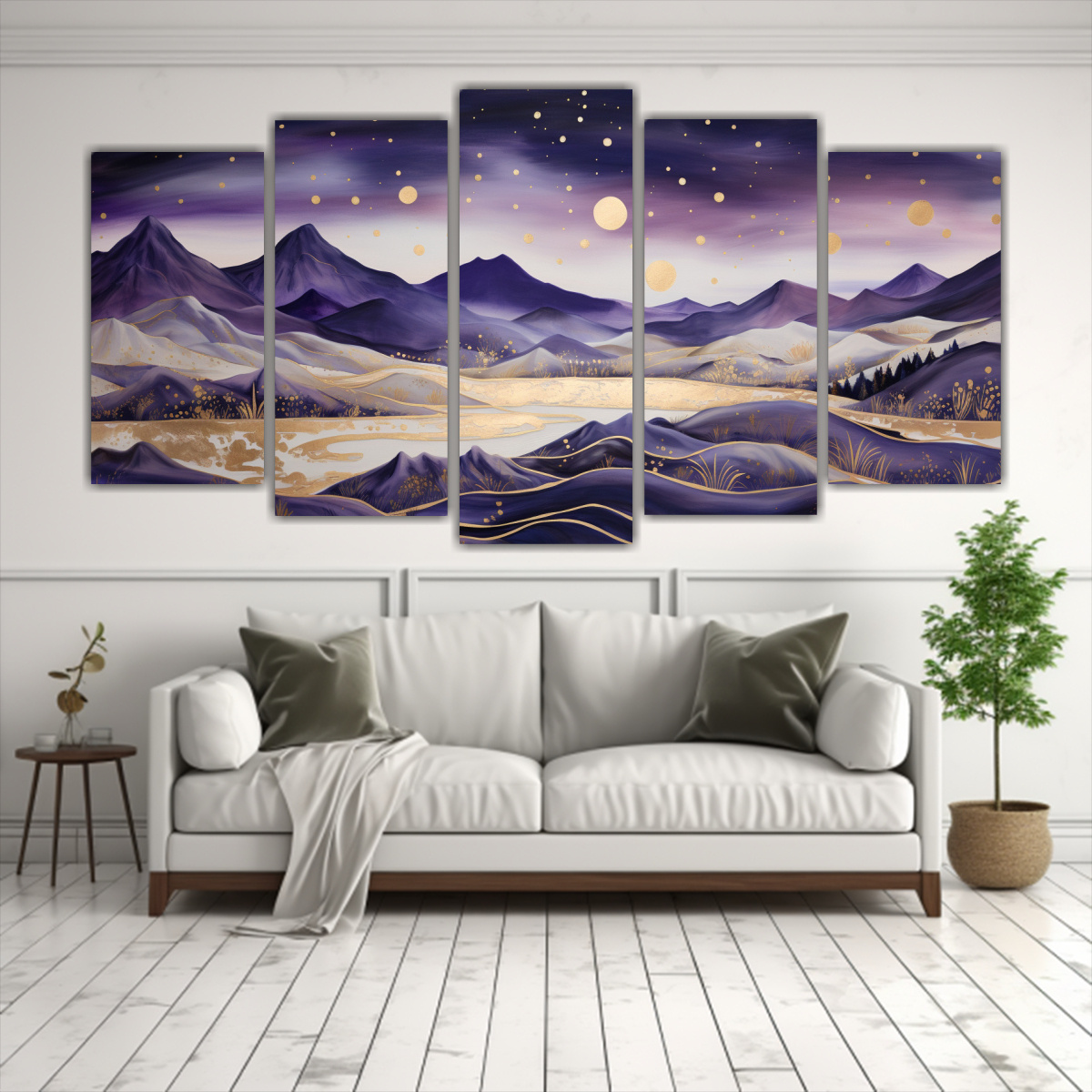 CUADRO EN BASTIDOR DE COMPOSICIÓN DE CINCO TELAS 250X125 CM - 2