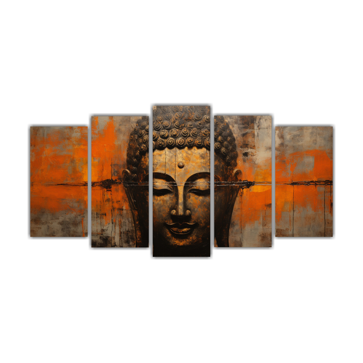 SET DE 5 CUADROS CREATIVA PROTAGONISMO BUDDHA 200X100 CM - 1