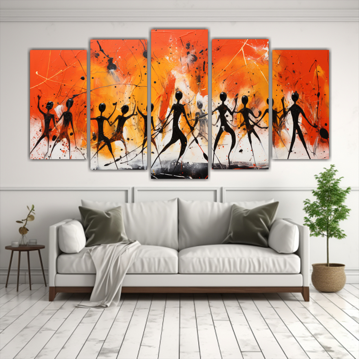 PINTURA ABSTRACTA COMPUESTA EN AMARILLO Y ROJO Y 150X75 CM - 2