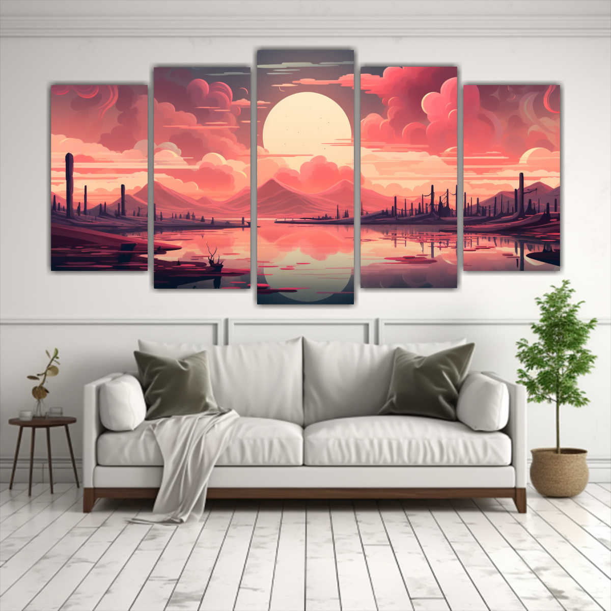PAISAJES SURREALISTAS ABSTRACTOS ESTILO PLANO CON 250X125 CM - 2