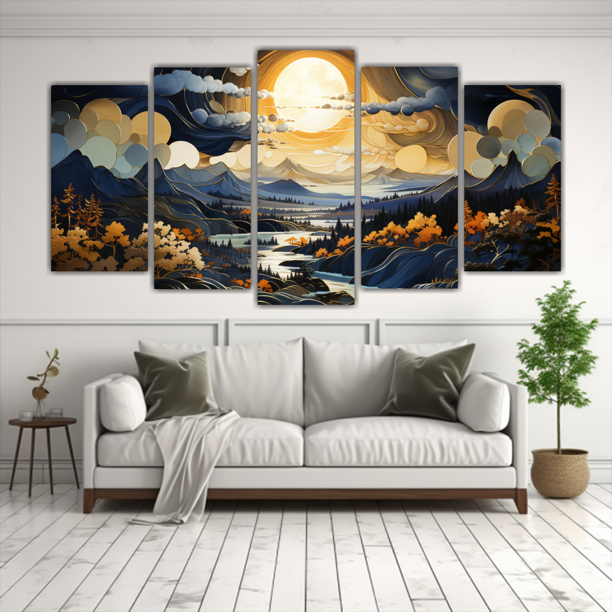 CUADROS MODERNOS COLORIDOS MONTAÑAS POR NICOLE 250X125 CM - 2