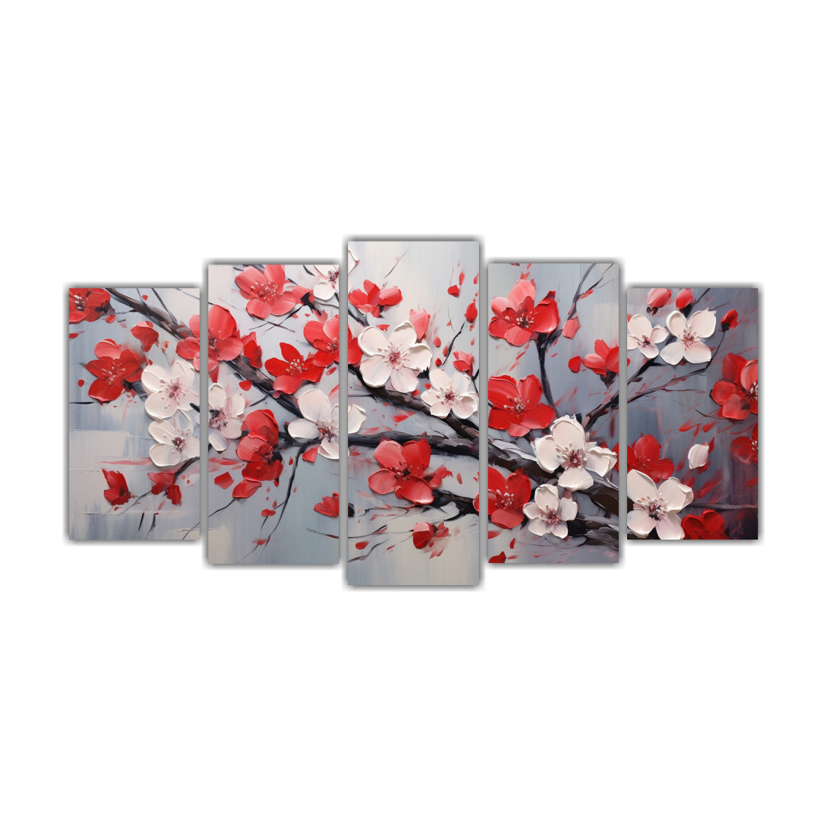 PINTURA EN LIENZO DE FLORES DE CEREZO ROJO EN LA 200X100 CM - 1
