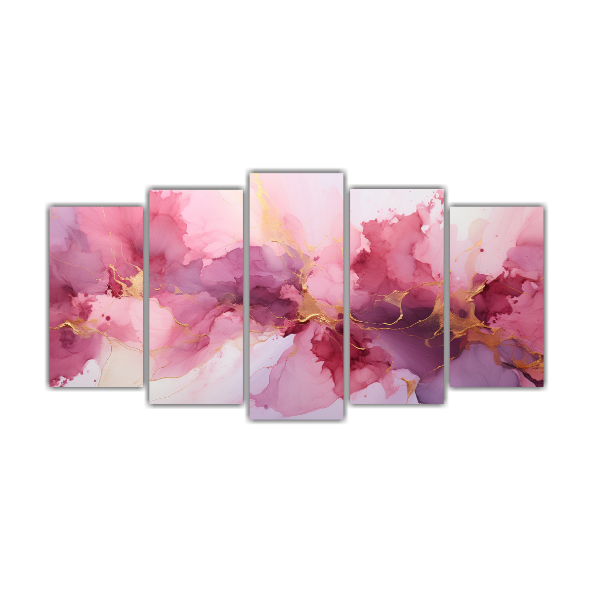 PINTURAS ABSTRACTAS MODERNAS MÁRMOL ROSA Y DORADO 150X75 CM - 1