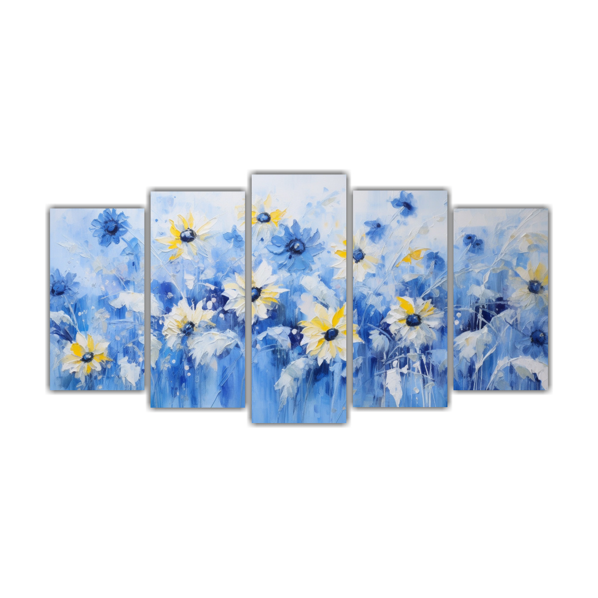 PINTURA EN LIENZO ESTILO GIRASOLES AZULES PARA 250X125 CM - 1