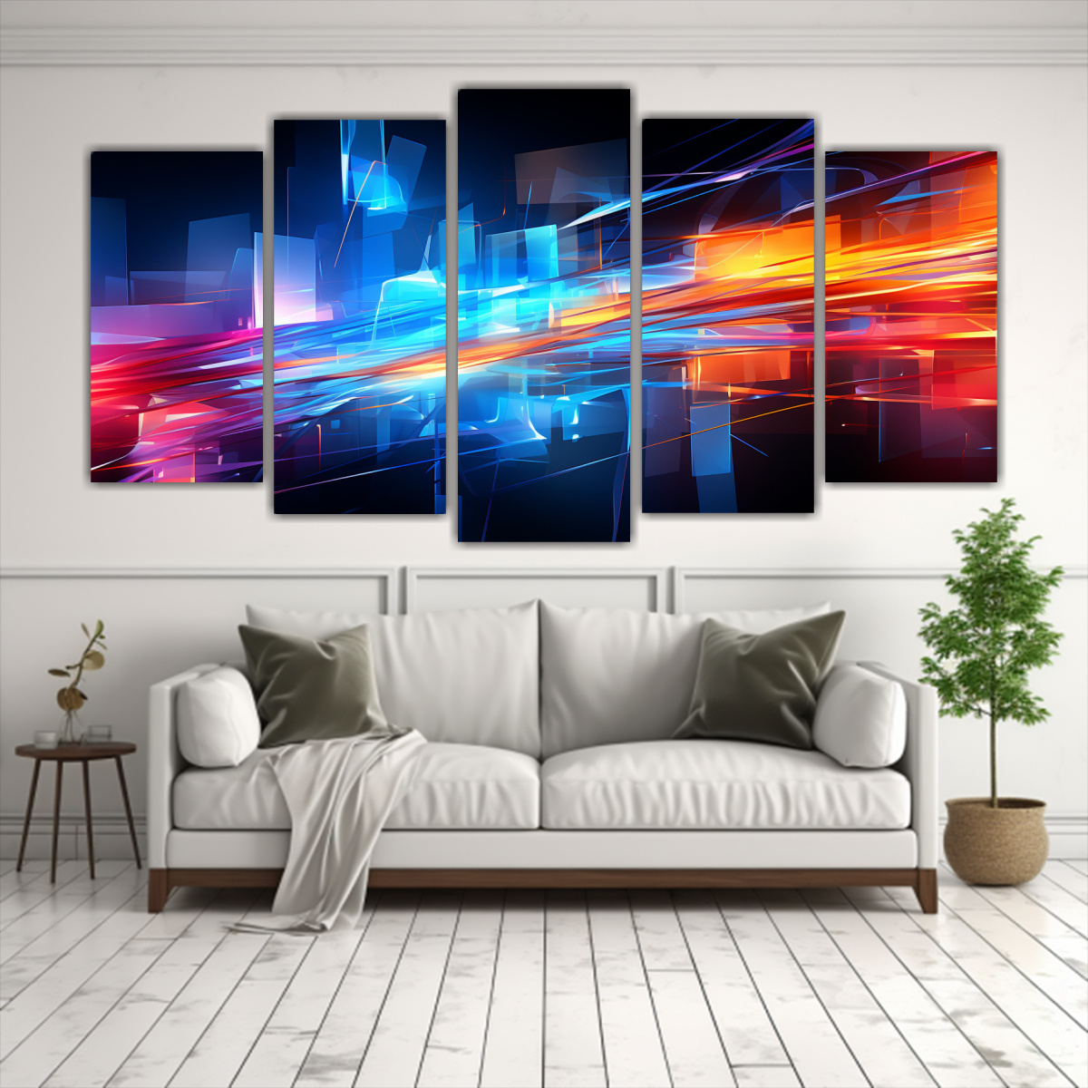 OBRA ABSTRACTA EN BASTIDOR: CINCO TELAS CON 150X75 CM - 2