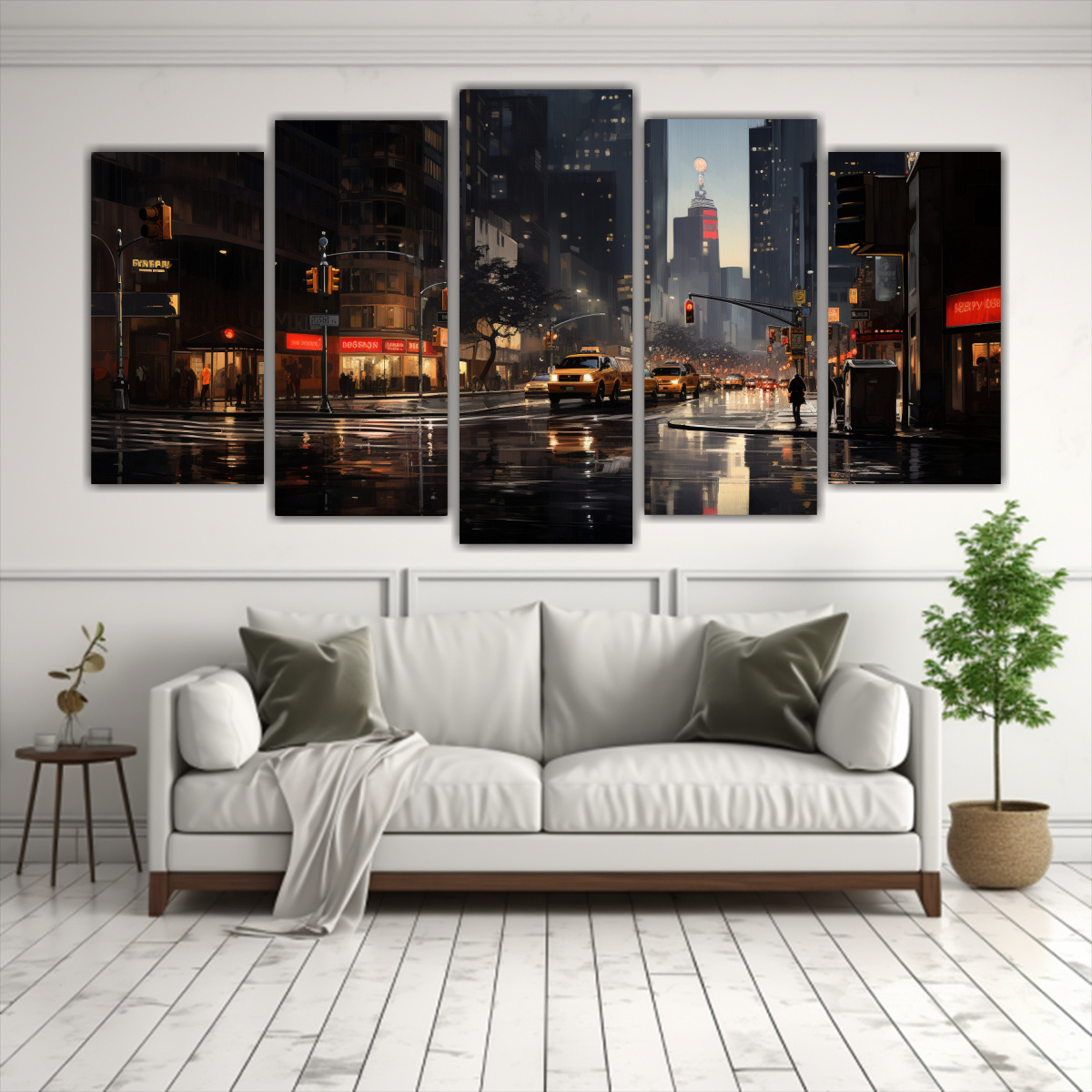 CUADROS VINTAGE DE ARTE EN PARED DE CINCO ARTES 150X75 CM - 2