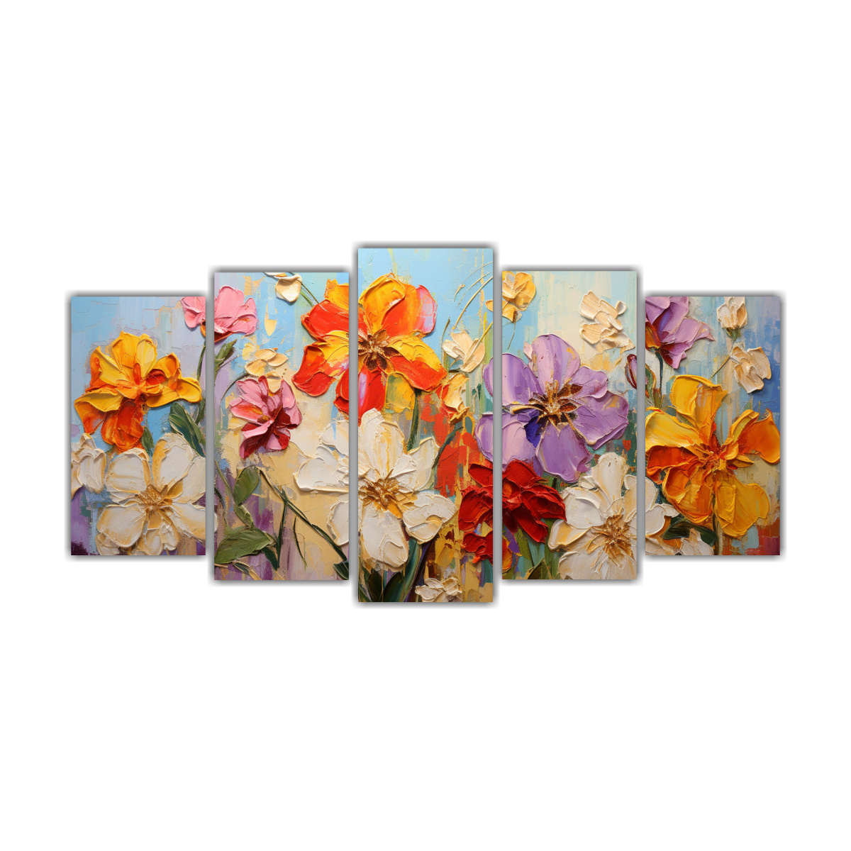 PINTURA EN LIENZO DE FLORES SURREALISTAS EN 100X50 CM - 1