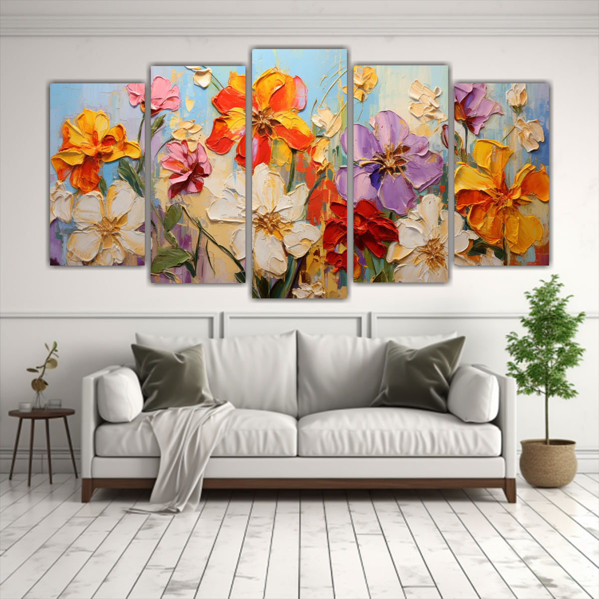 PINTURA EN LIENZO DE FLORES SURREALISTAS EN 100X50 CM - 2