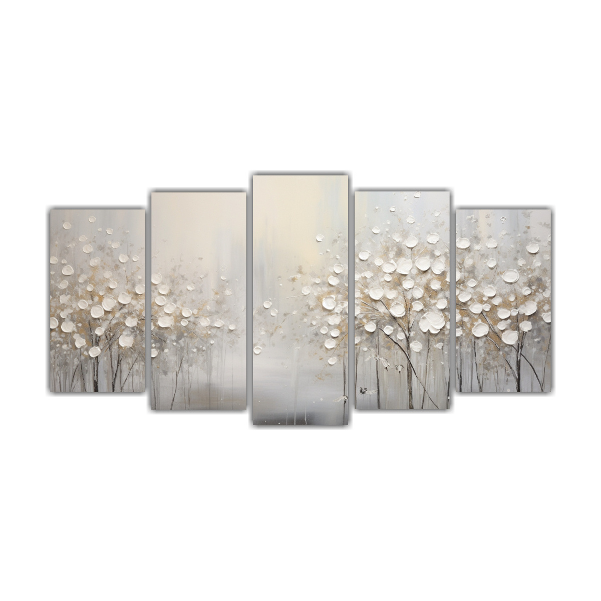 PINTURA EN BLANCO Y PLATA EN ESTILO COMPOSICIÓN 150X75 CM - 1