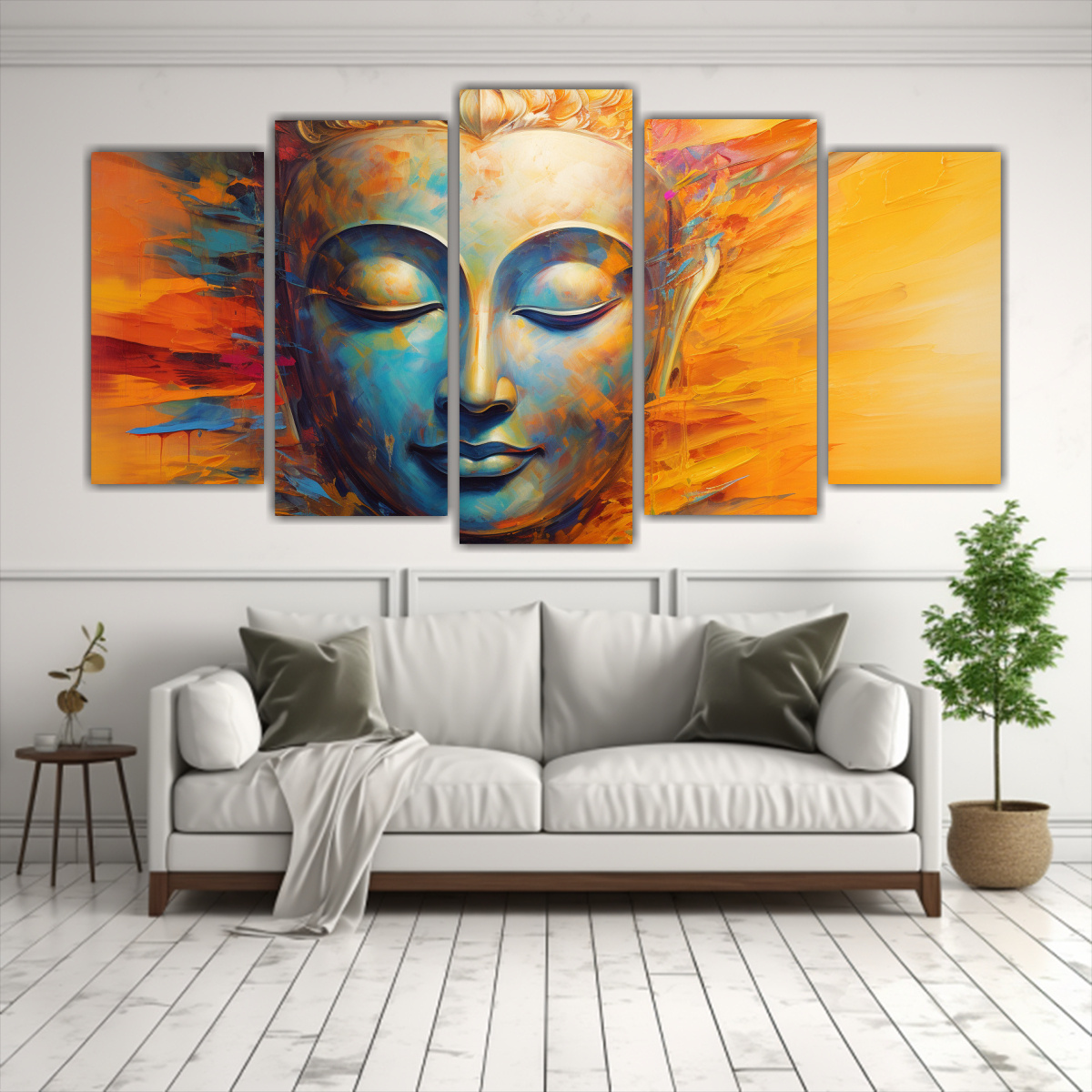 CONJUNTO DE 5 CUADROS MODERNOS DE TELA ESTILO 200X100 CM - 2
