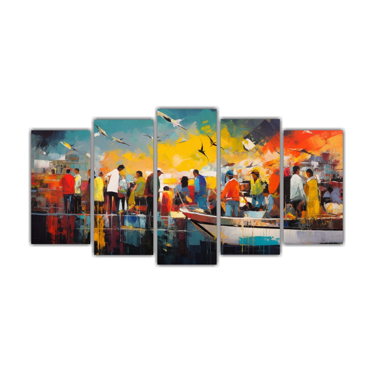 CINCO ARTES DE PARED VANGUARDIA IMPRESIONANTE: 150X75 CM - 1