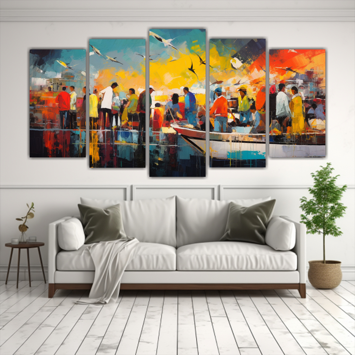 CINCO ARTES DE PARED VANGUARDIA IMPRESIONANTE: 150X75 CM - 2