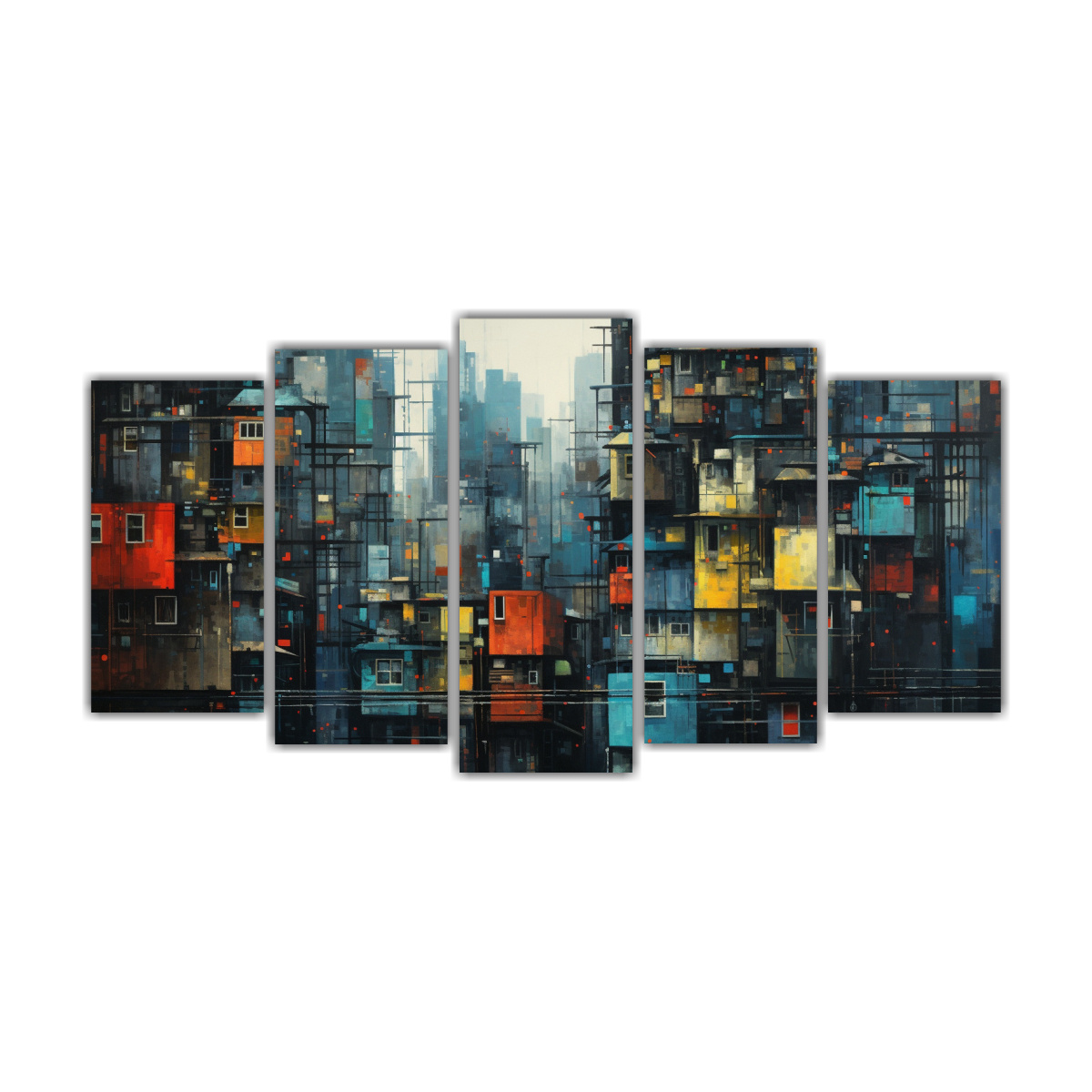 PINTURAS ABSTRACTAS DE CIUDADES EN LIENZO 100X50 CM - 1