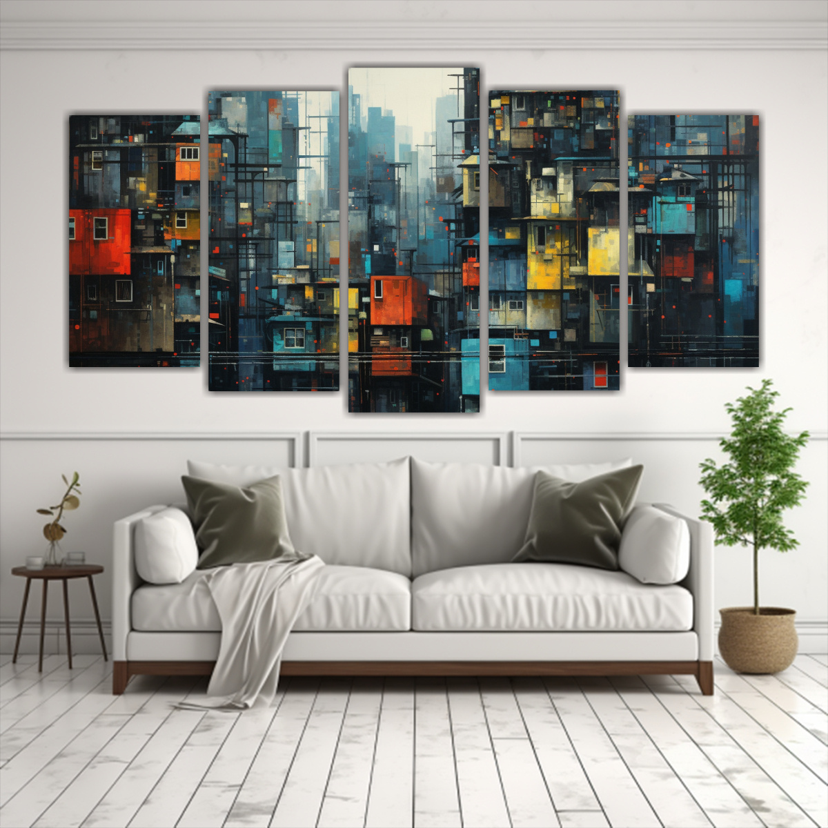 PINTURAS ABSTRACTAS DE CIUDADES EN LIENZO 100X50 CM - 2