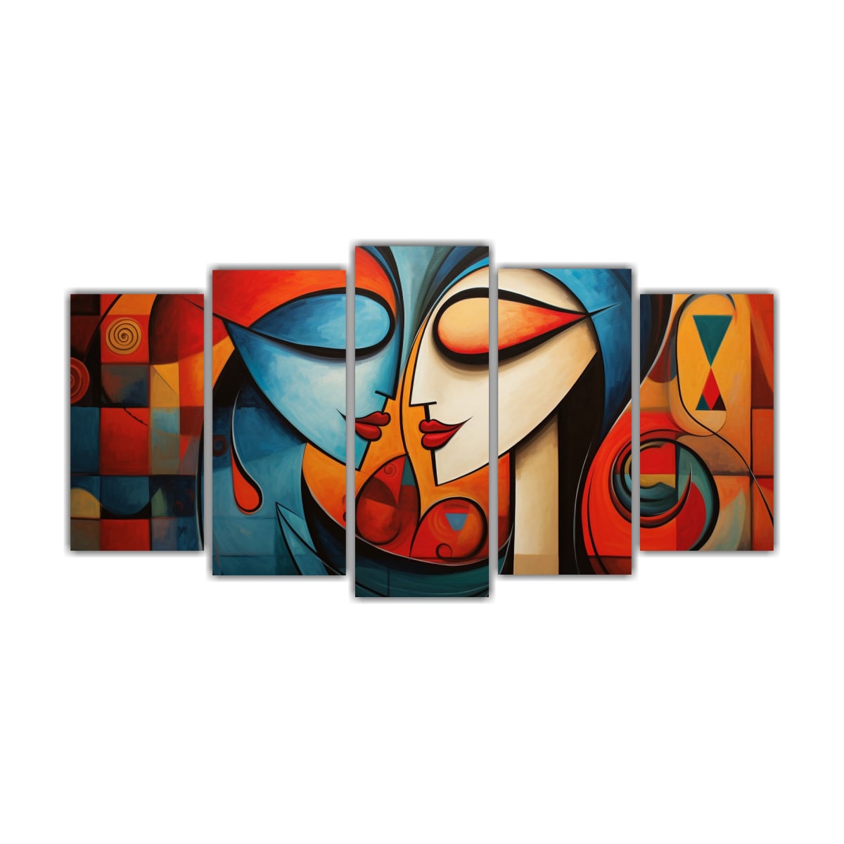 CUADROS ABSTRACTOS DE PAREJAS EXPRESIVAS SET DE 5 100X50 CM - 1