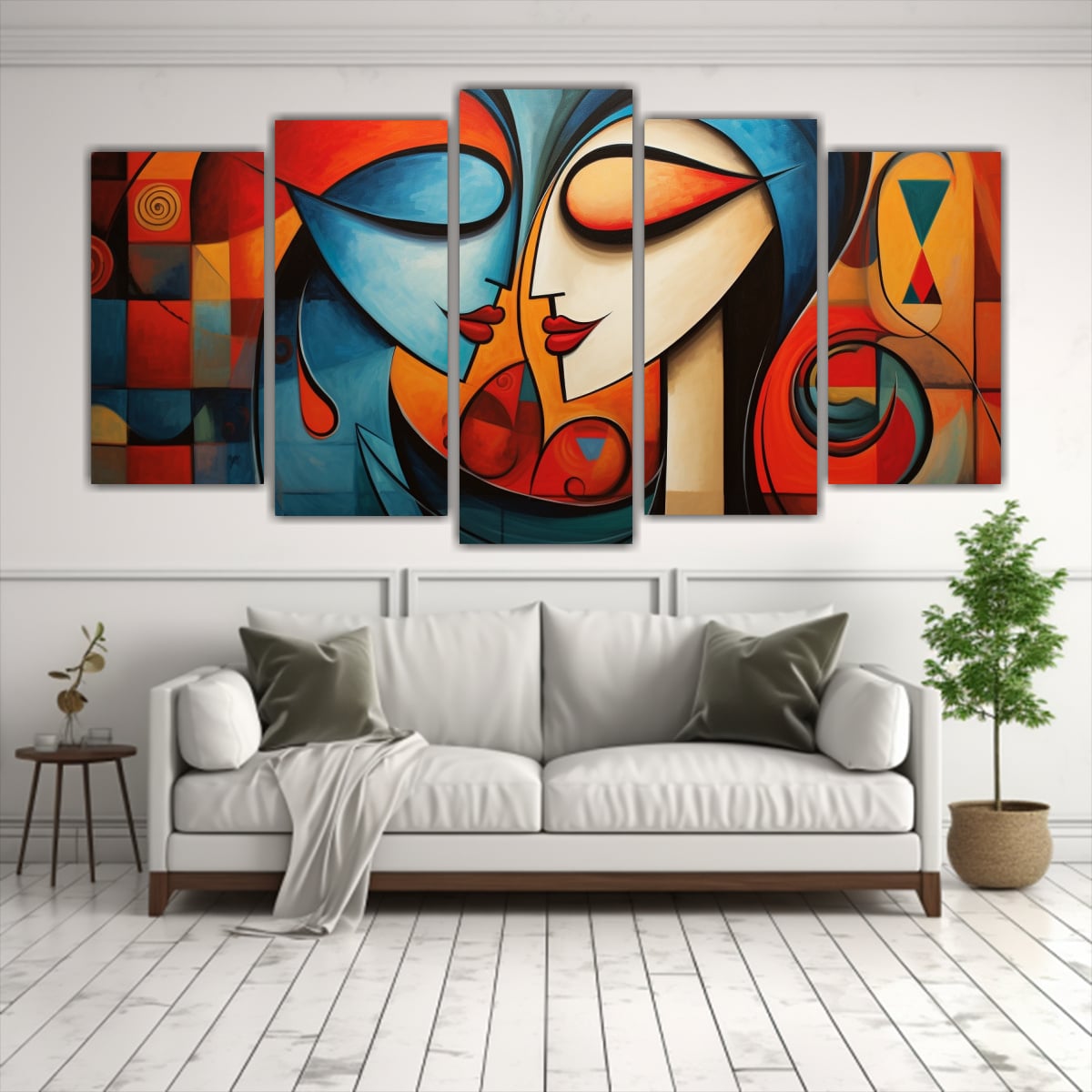 CUADROS ABSTRACTOS DE PAREJAS EXPRESIVAS SET DE 5 100X50 CM - 2