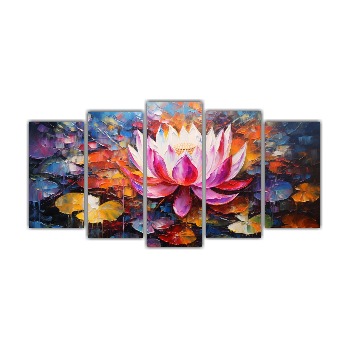 SET 5 TELAS BASTIDOR ALTA CALIDAD FIGURAS COLORES 100X50 CM - 1