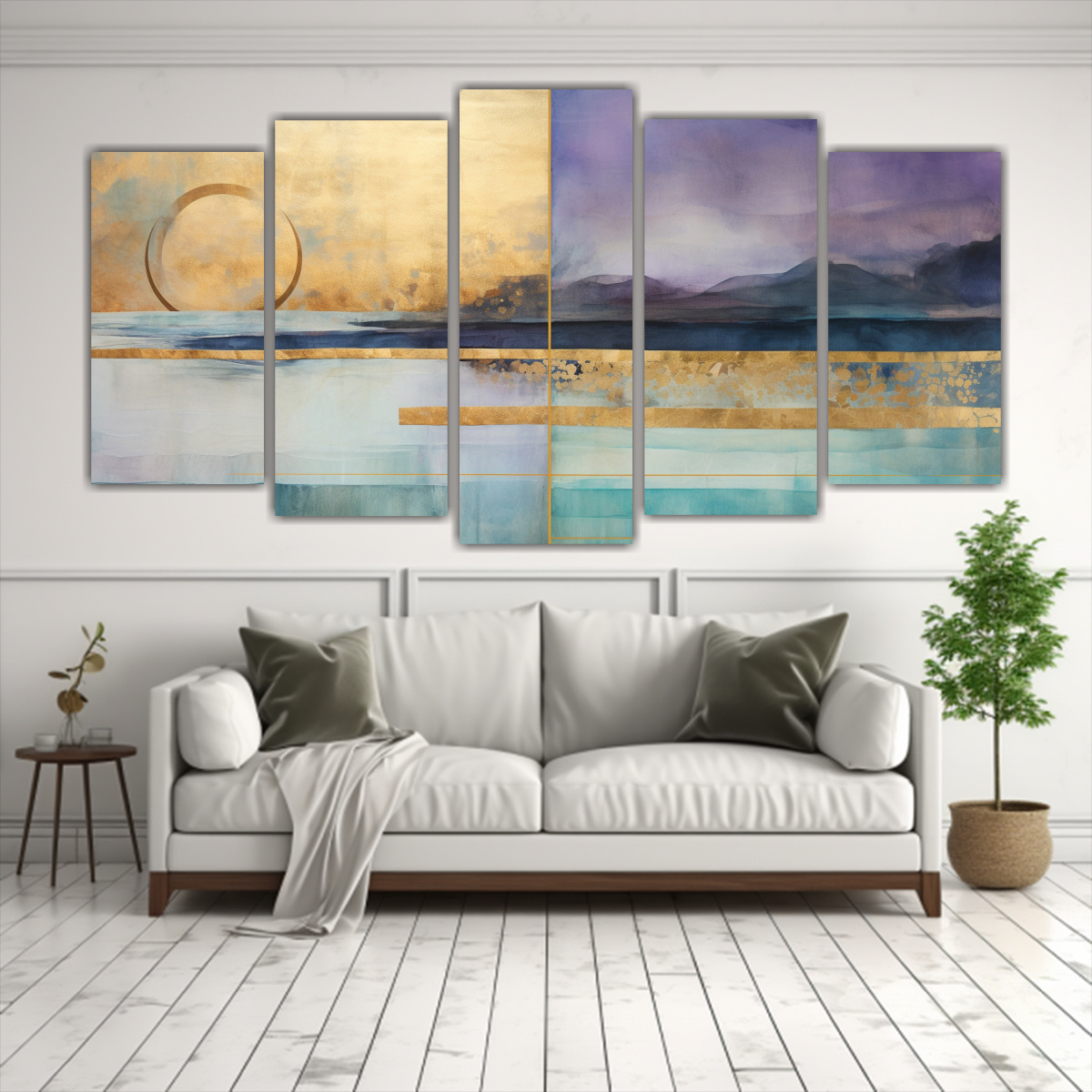 PINTURA MINIMALISTA DE CINCO ARTES DE PARED EN 100X50 CM - 2