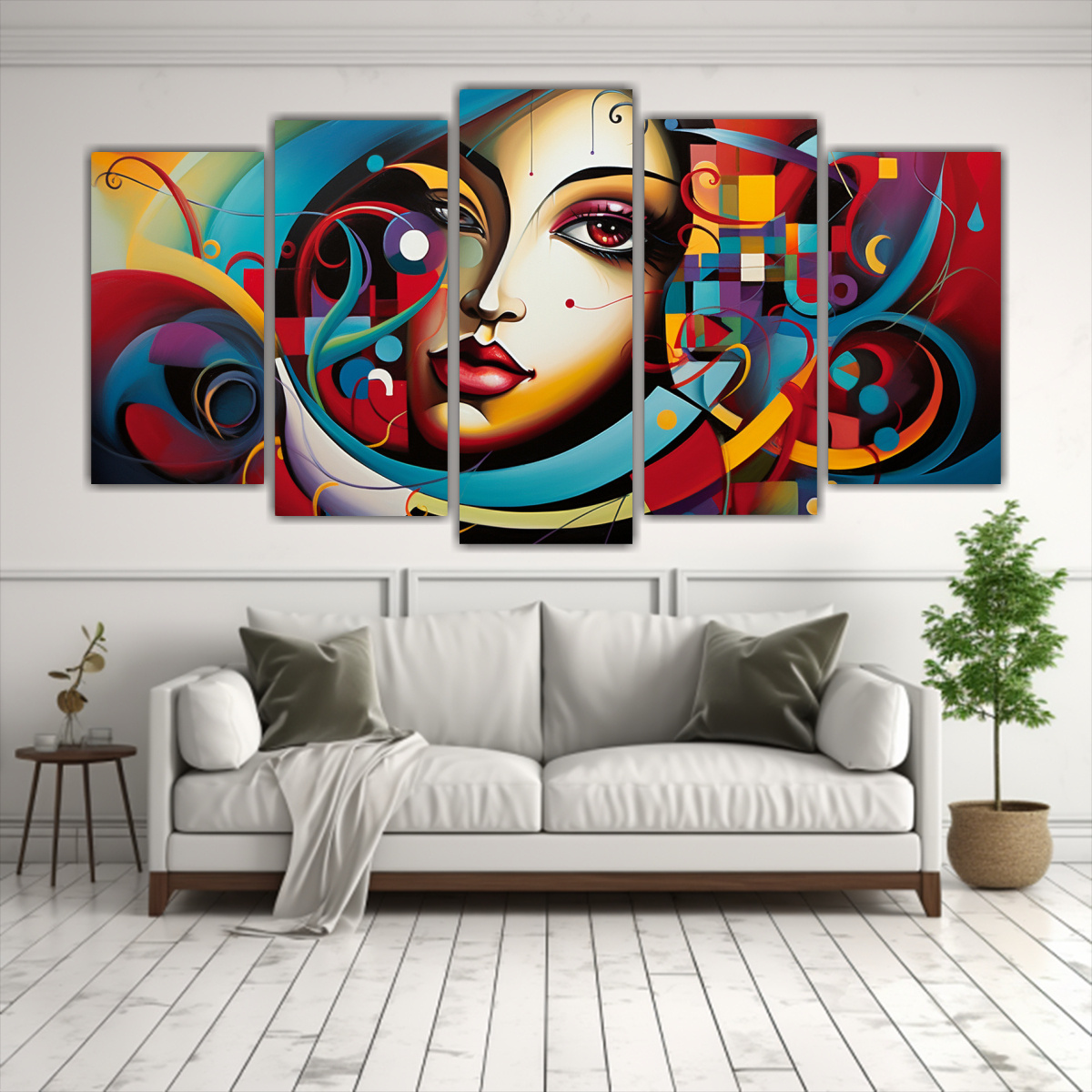 CUADROS ABSTRACTOS VINTAGE CON COMPOSICIONES DE 250X125 CM - 2