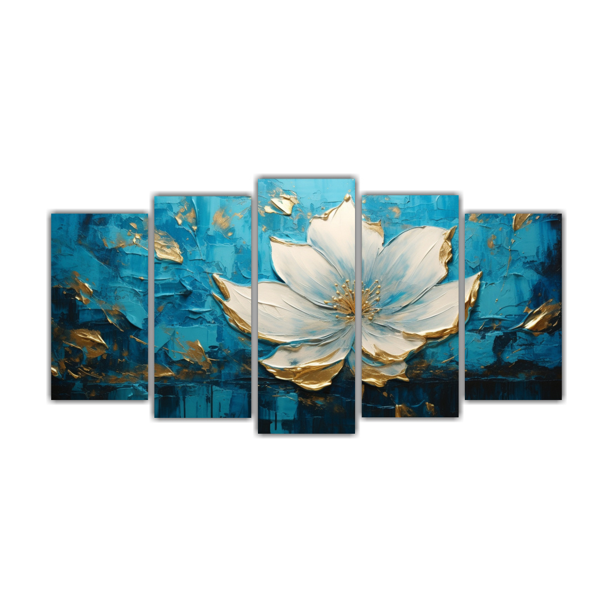 PINTURA FLORAL AZUL EN LIENZO ESTILO DECORATIVO 250X125 CM - 1