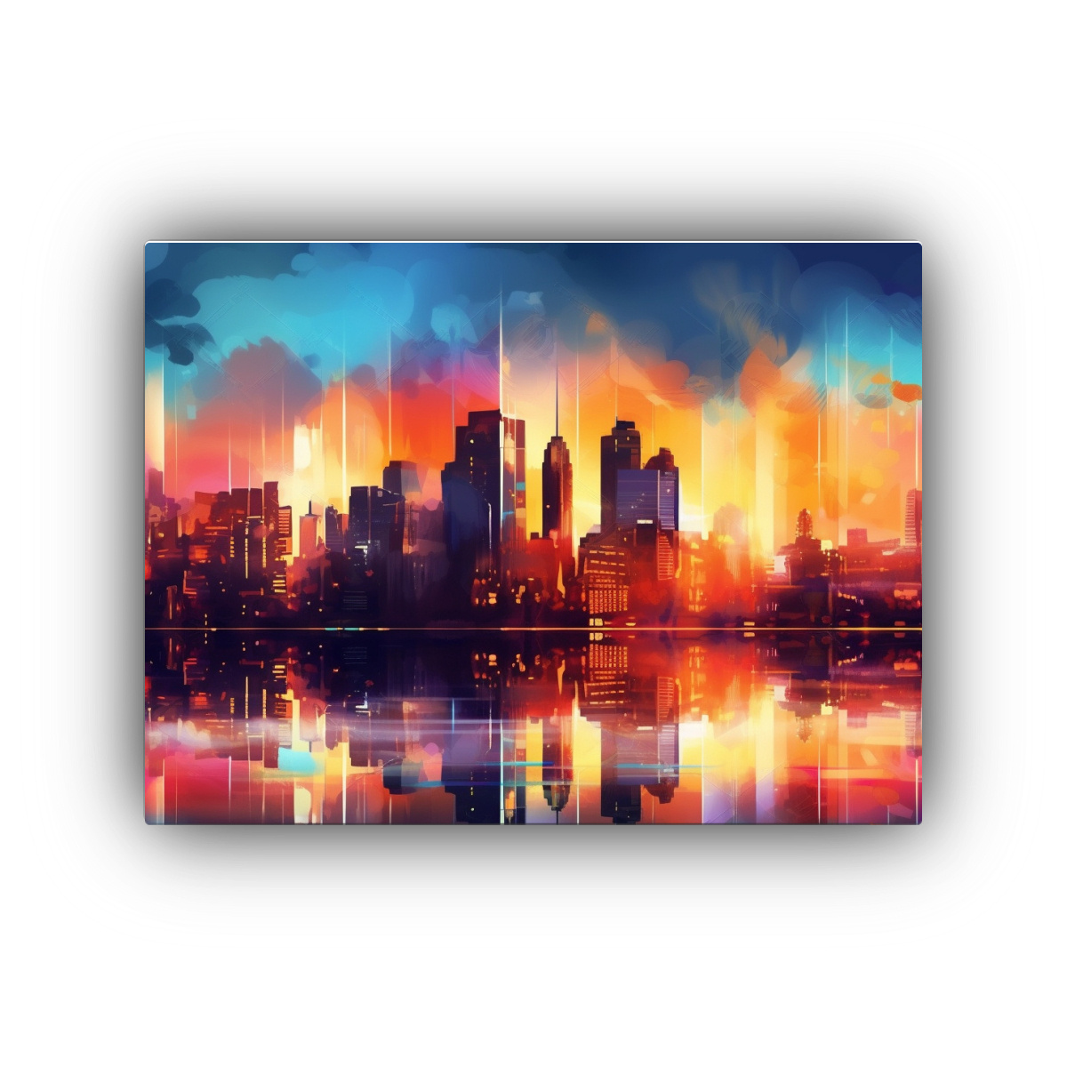 PINTURA DECORATIVA ABSTRACTA: CIUDAD SIMÉTRICA 45X30 CM - 1