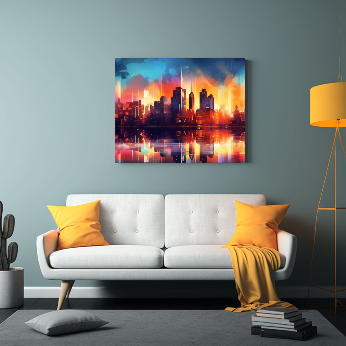 PINTURA DECORATIVA ABSTRACTA: CIUDAD SIMÉTRICA 45X30 CM - 2