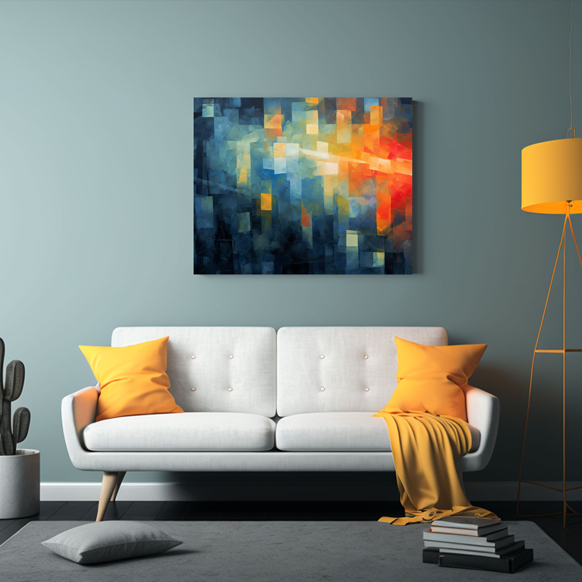 PINTURAS ABSTRACTAS AL ÓLEO AL ATARDECER CON 60X40 CM - 2