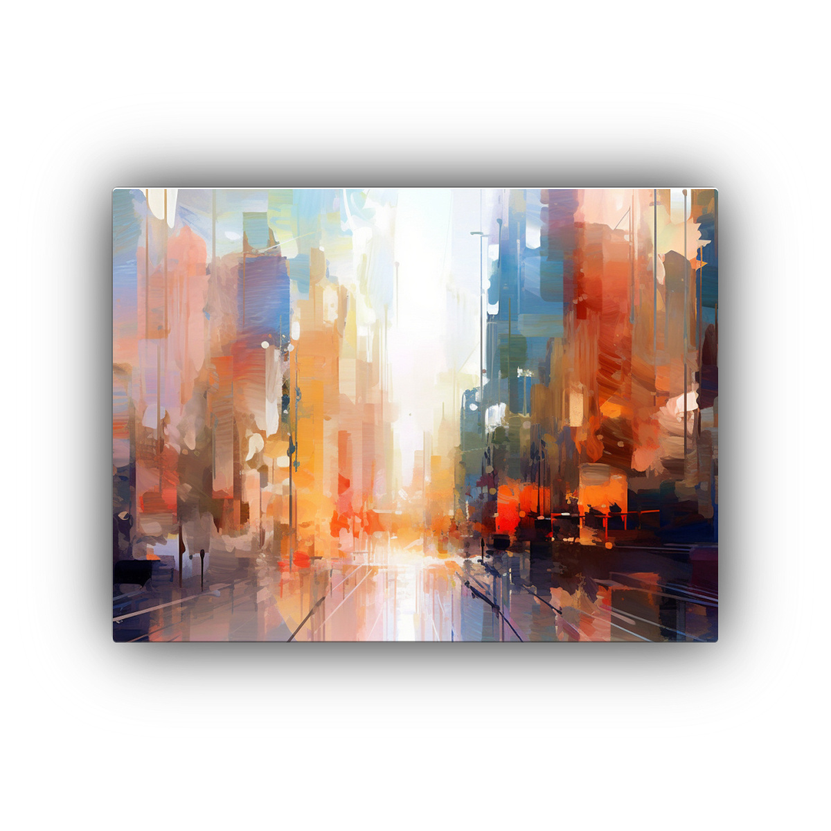 CUADRO LIENZO FORMA COMEDOR URBANO COLORES 50X40 CM - 1