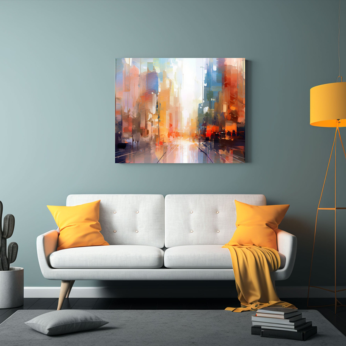 CUADRO LIENZO FORMA COMEDOR URBANO COLORES 50X40 CM - 2
