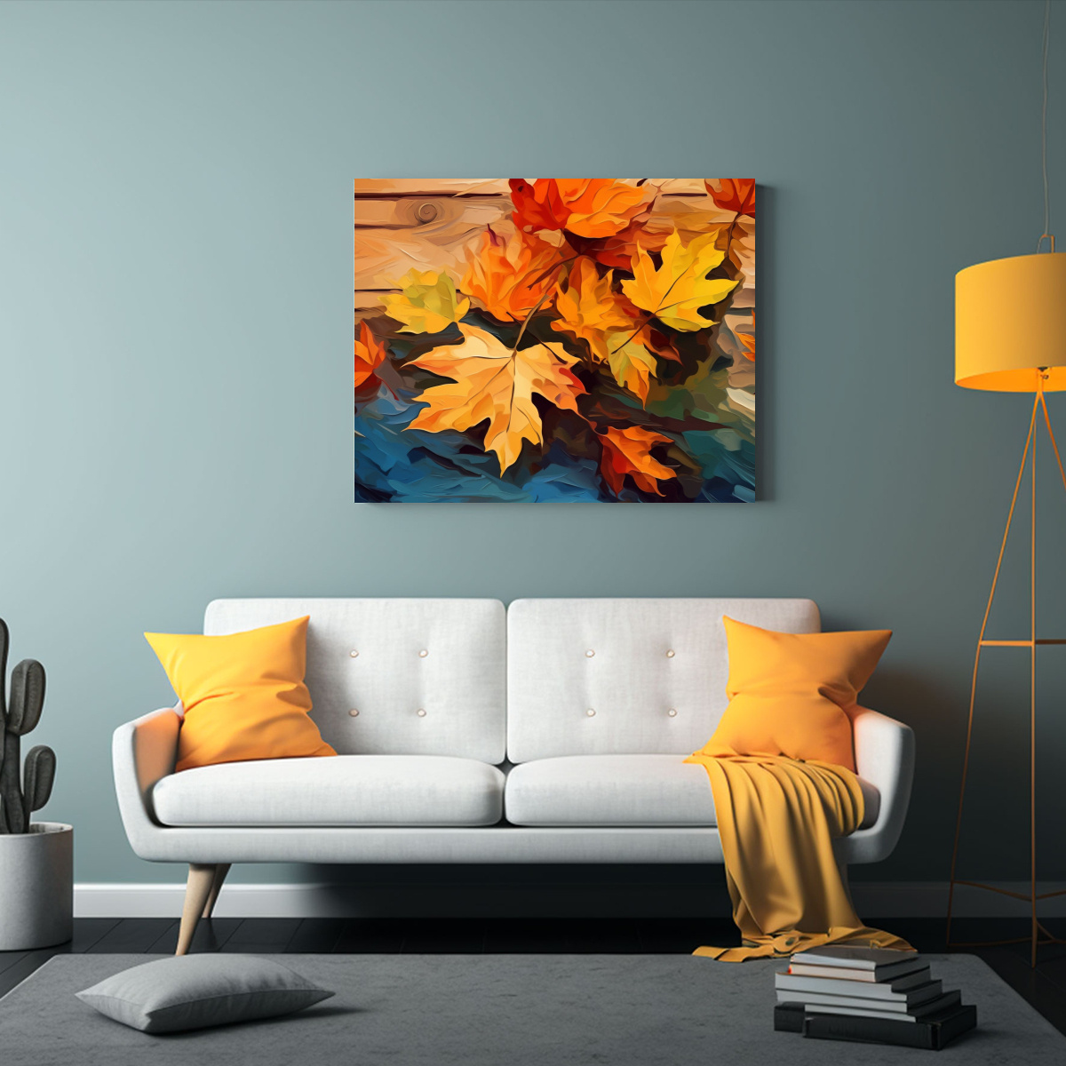 CUADRO DE DECORACIÓN CON HOJAS DE OTOÑO EN 60X40 CM - 2