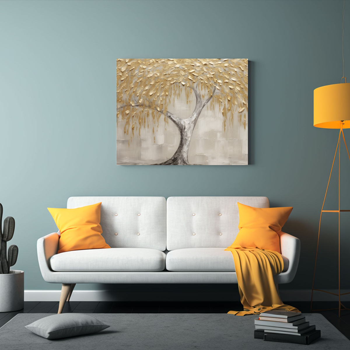 PINTURA DECORATIVA CON TEXTURA DE HOJA DE ORO 50X40 CM - 2