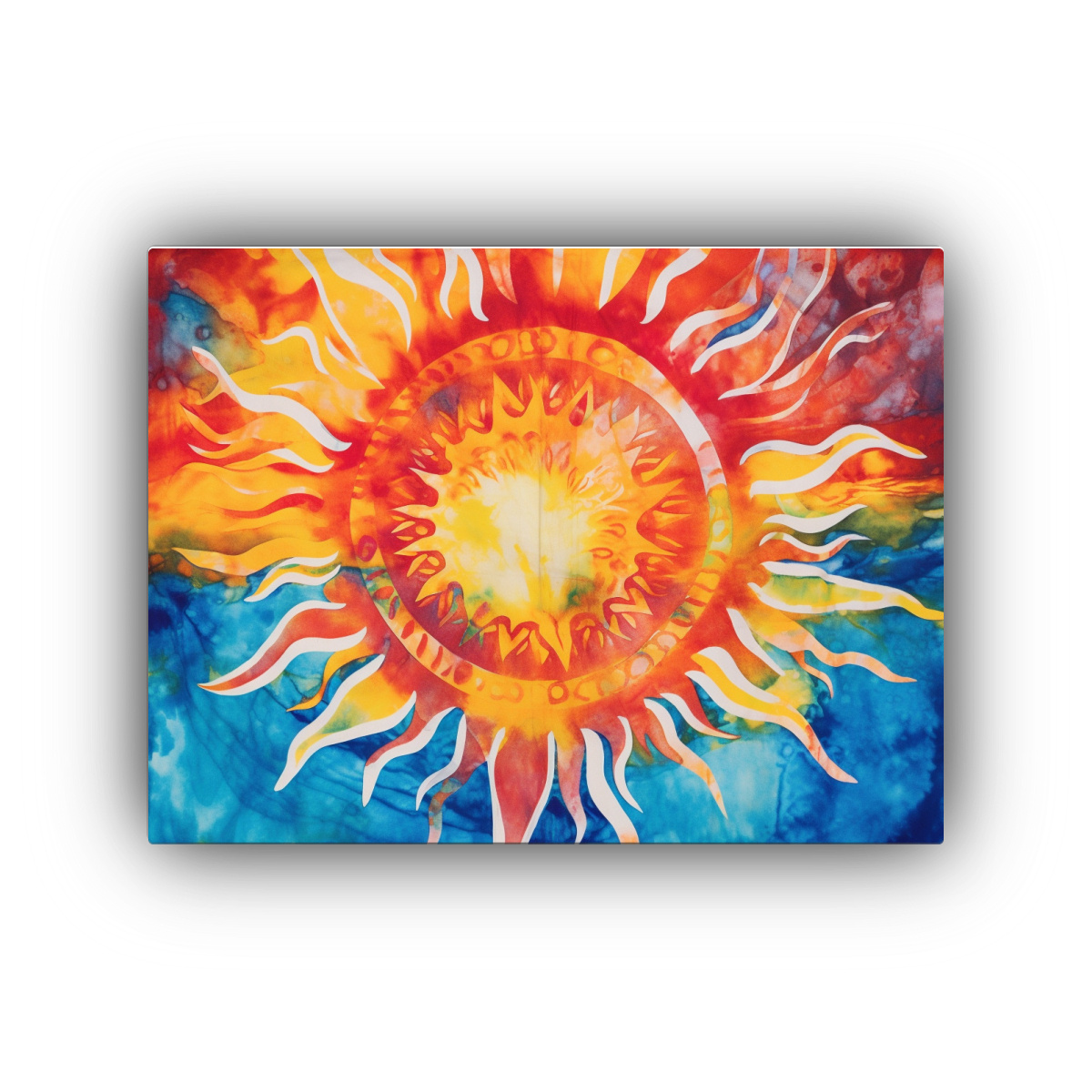 CUADRO ABSTRACTO DURADERO DISEÑO TIE DYE SOL. 30X20 CM - 1