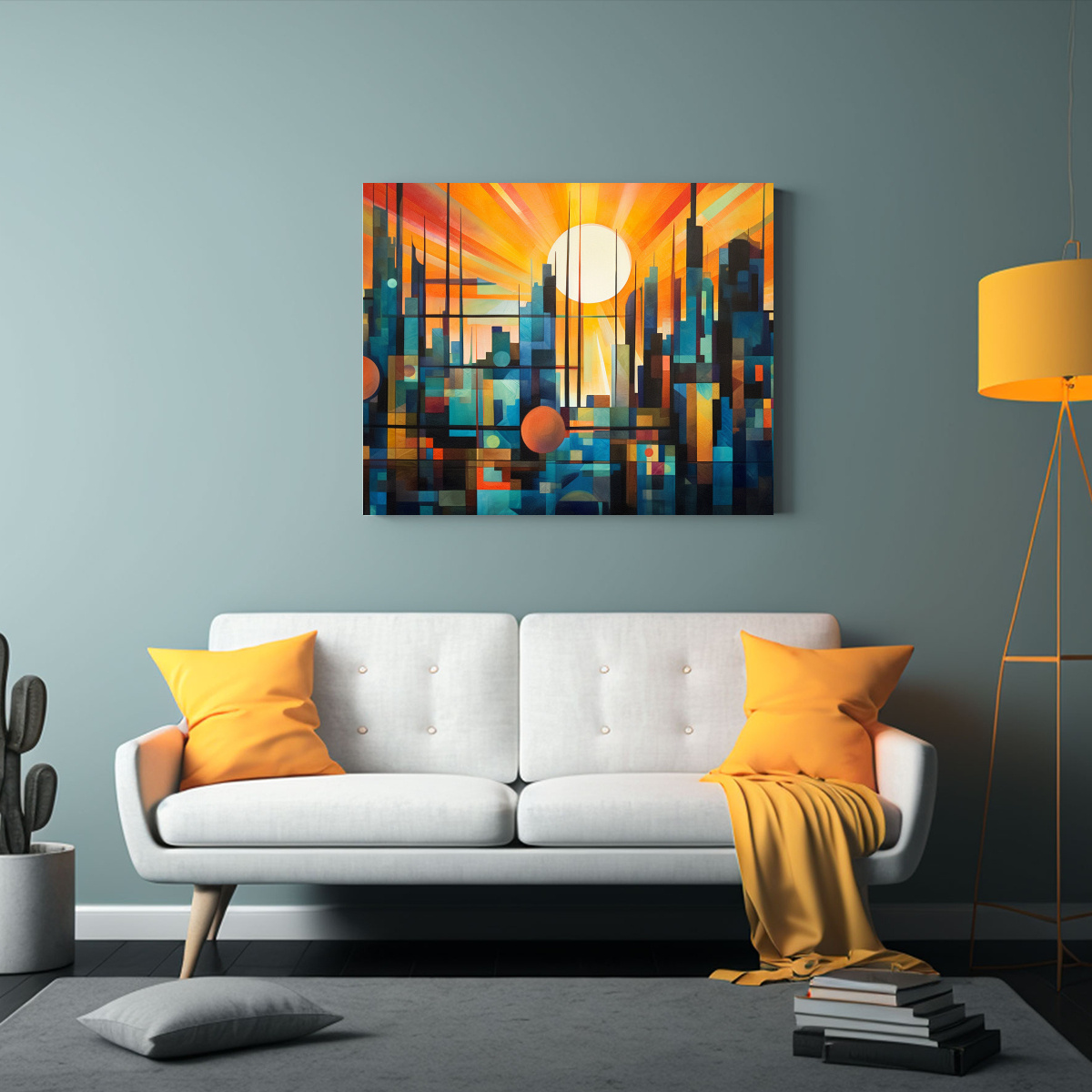 CUADRO ABSTRACTO VIBRANTE DE CIUDAD CON PATRONES 120X80 CM - 2