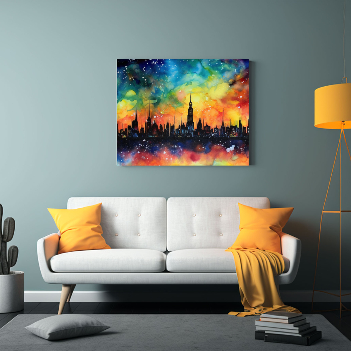 PINTURA DECORATIVA ORIGINAL: CIUDAD FANTÁSTICA 40X30 CM - 2