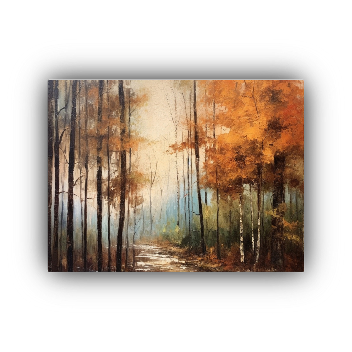 PINTURA AL ÓLEO DE UN BOSQUE EN OTOÑO CON 30X20 CM - 1
