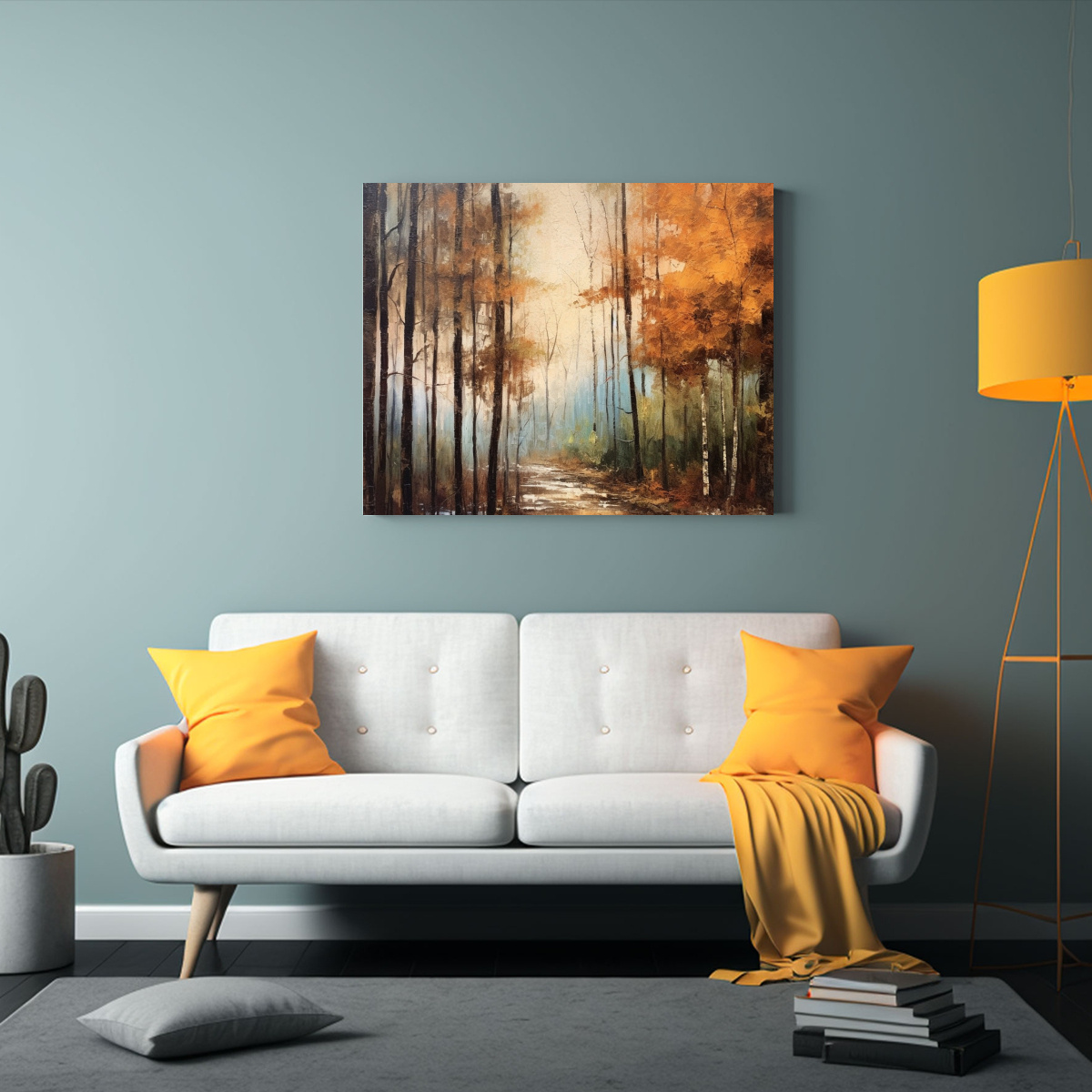 PINTURA AL ÓLEO DE UN BOSQUE EN OTOÑO CON 30X20 CM - 2