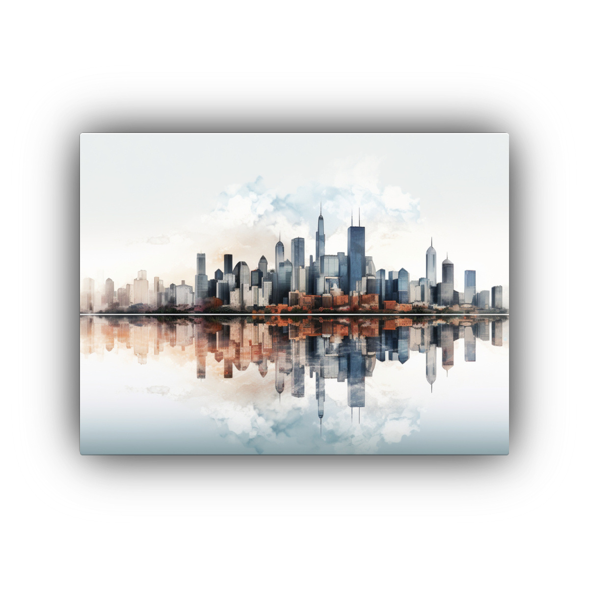 LIENZO DE TELA DECORATIVO: SKYLINE URBANO EN 75X50 CM - 1