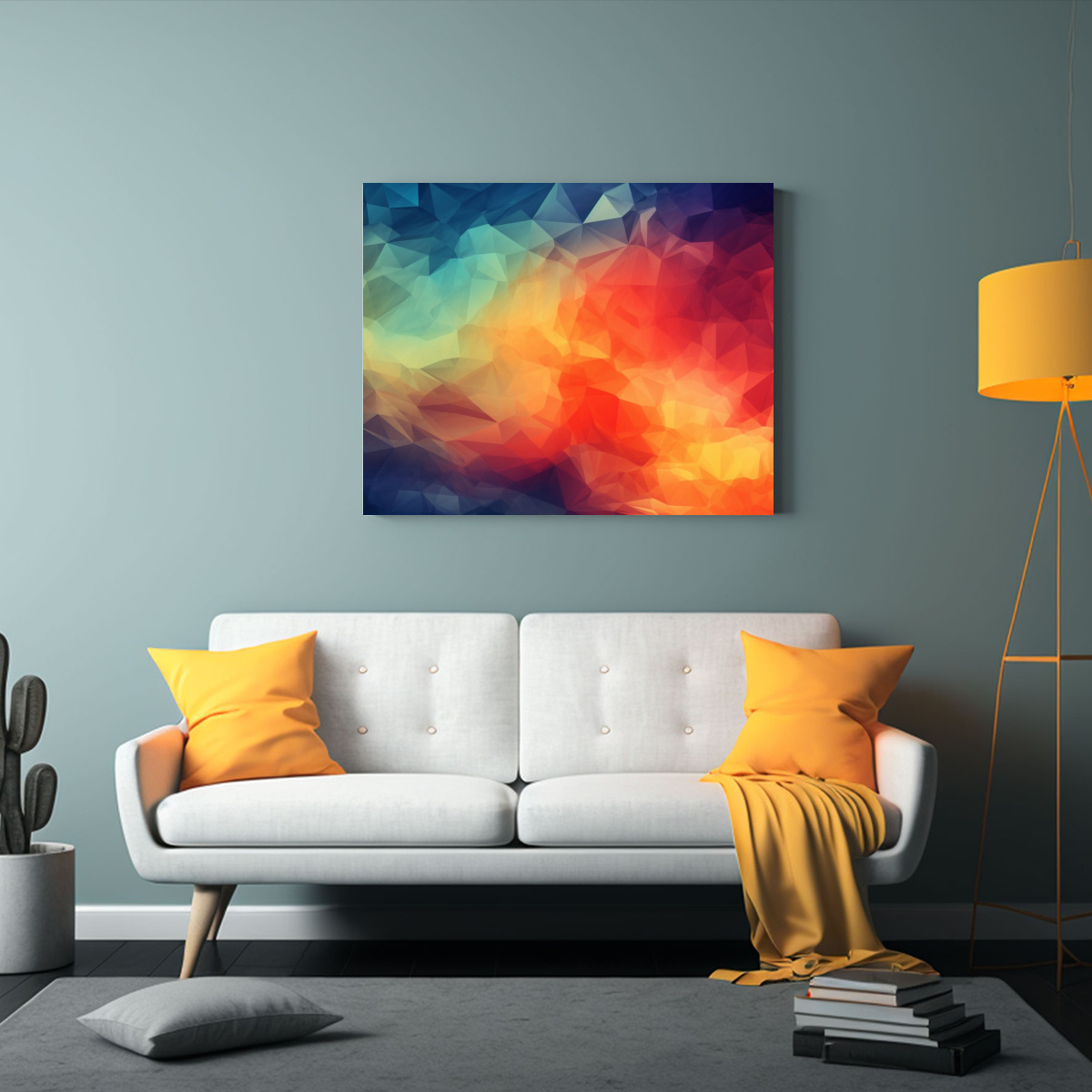 FONDO ESCRITORIO ARTE ABSTRACTO POLIGONAL ESTILO 65X50 CM - 2