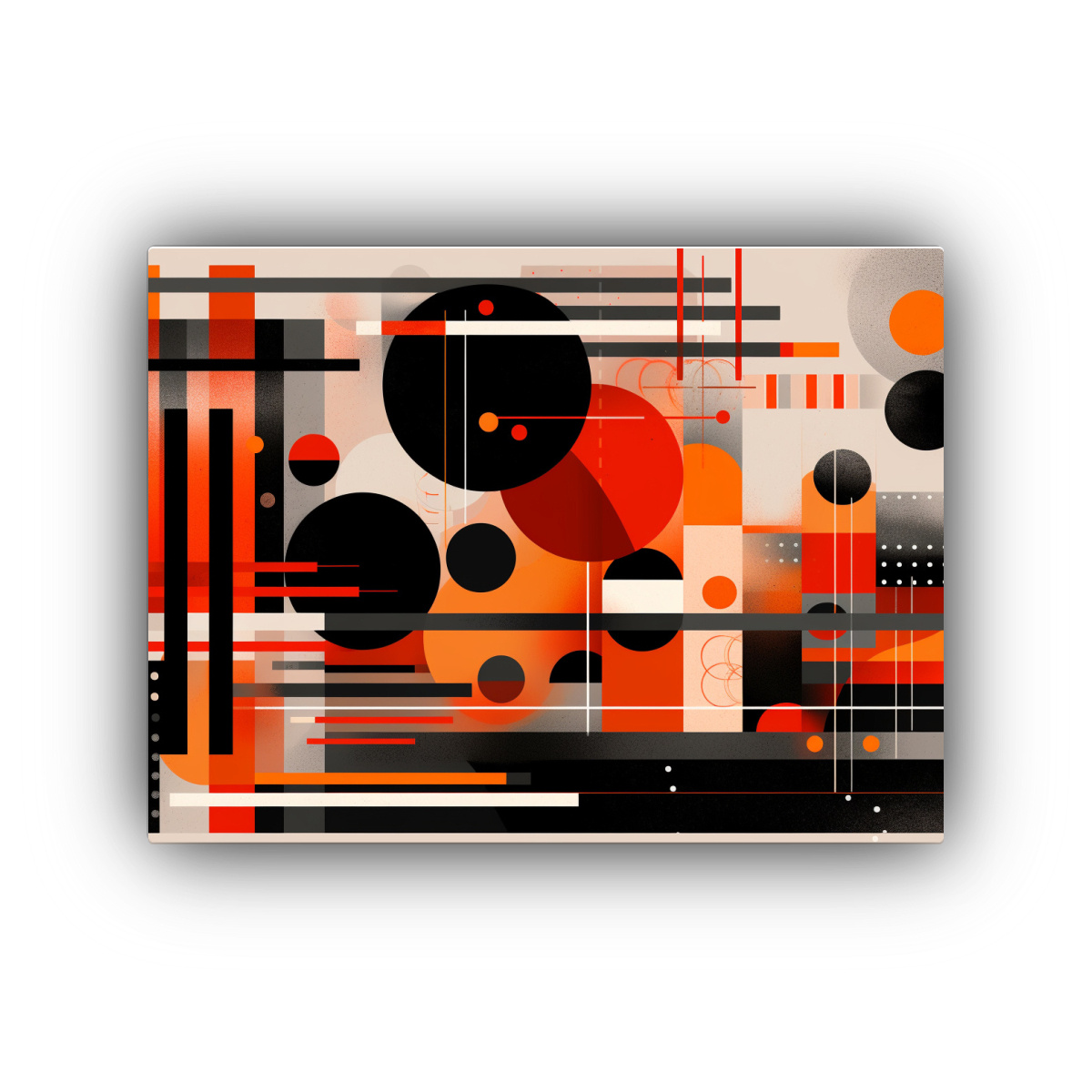 CUADRO ABSTRACTO SURREALISTA EN NARANJA Y NEGRO 120X80 CM - 1