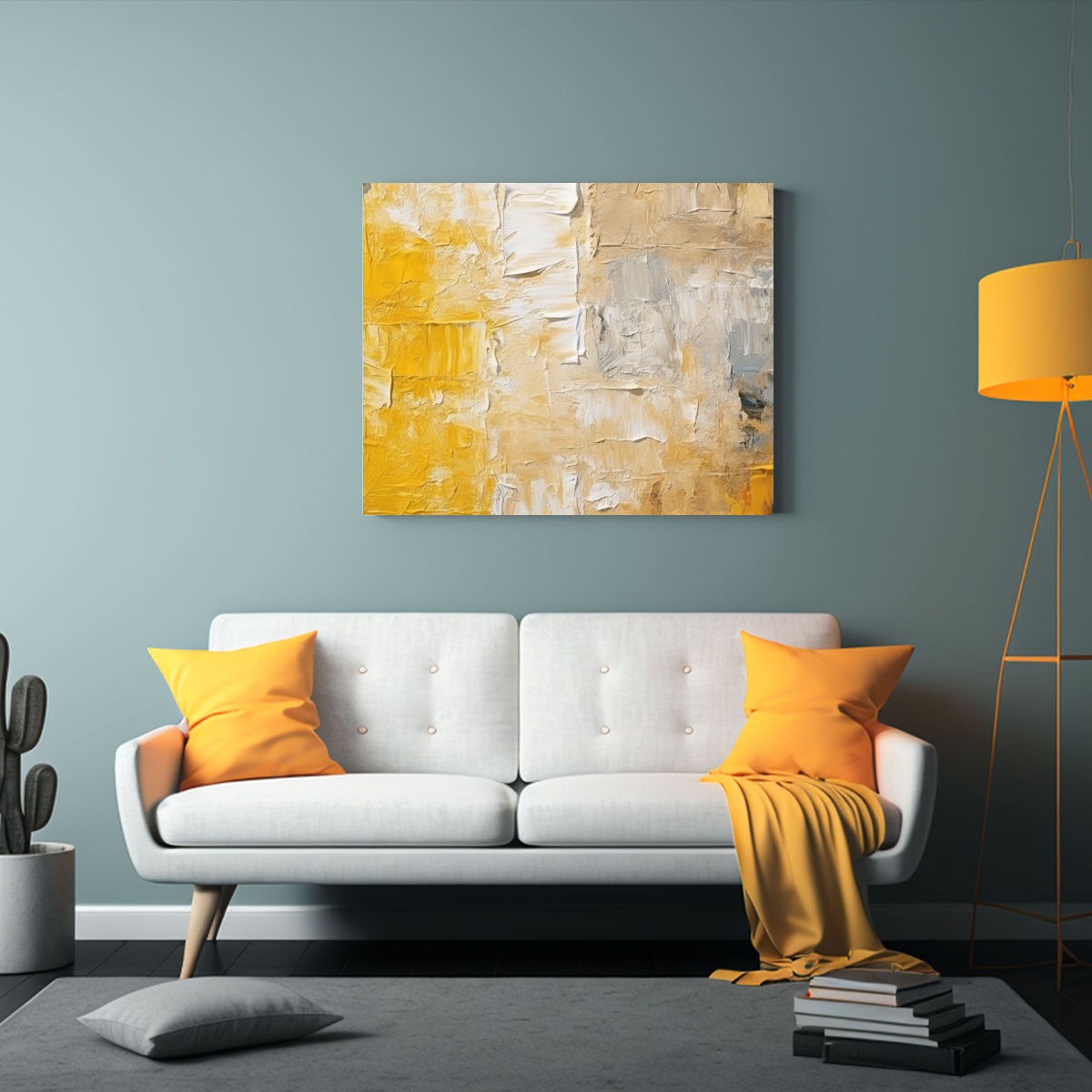 LIENZO DE TELA AMARILLO CON TEXTURA EQUILIBRADA: 60X40 CM - 2