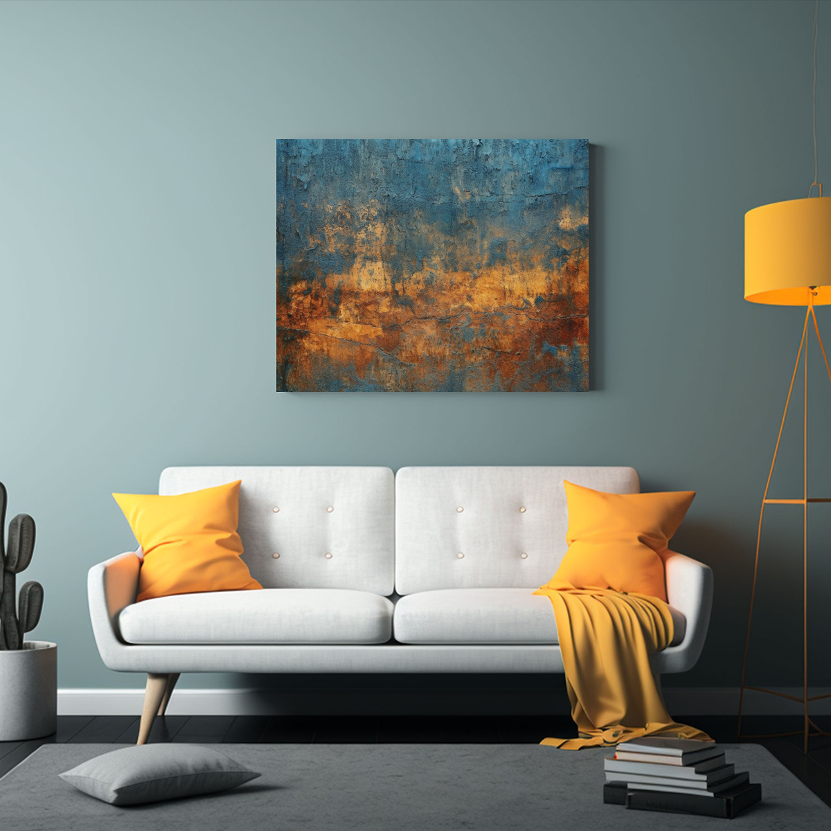 PINTURA DE PARED EN AZUL MEDIANOCHE CON ESTILO 90X60 CM - 2