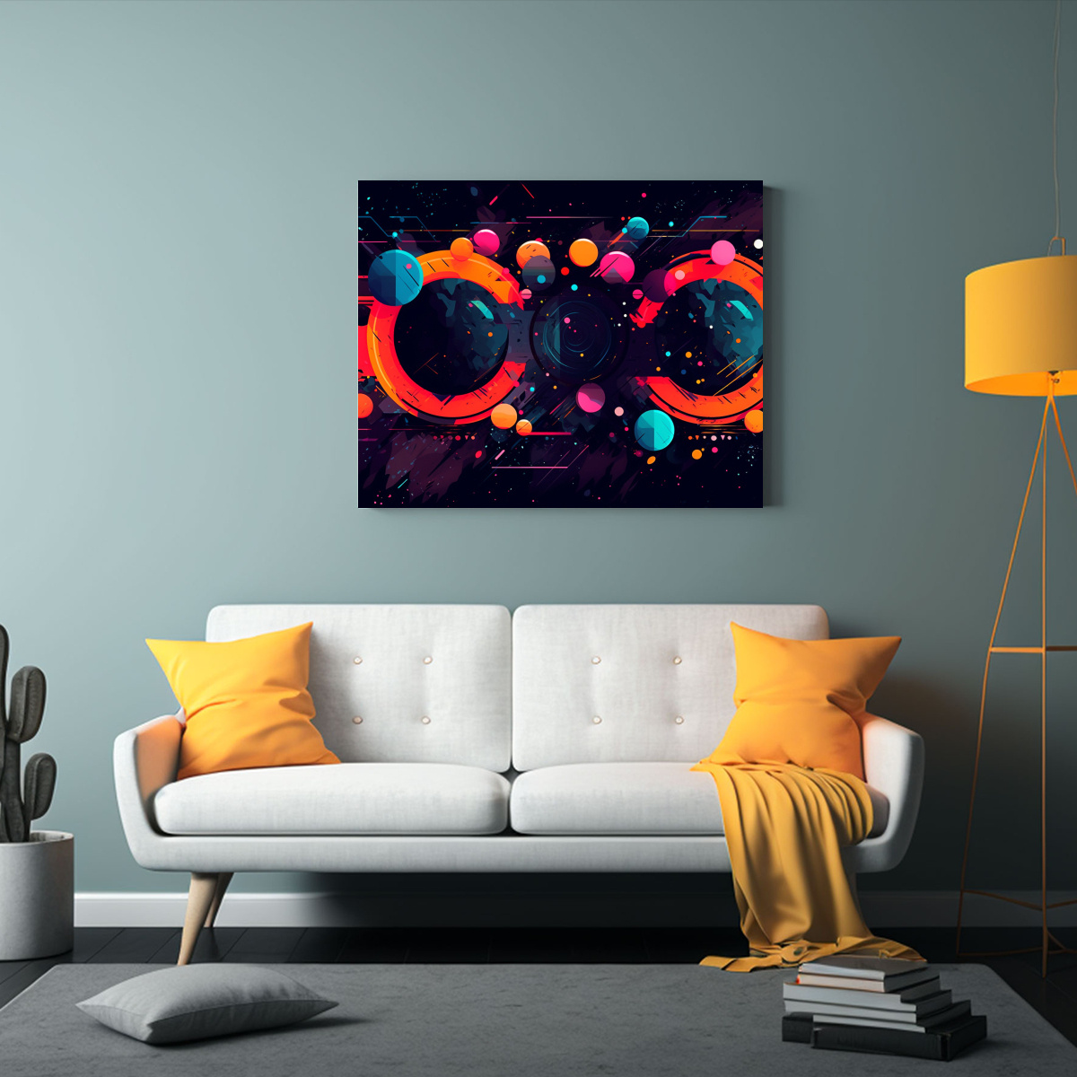 LIENZO VINTAGE ABSTRACTO GALAXIA ARTE PLANO 75X50 CM - 2