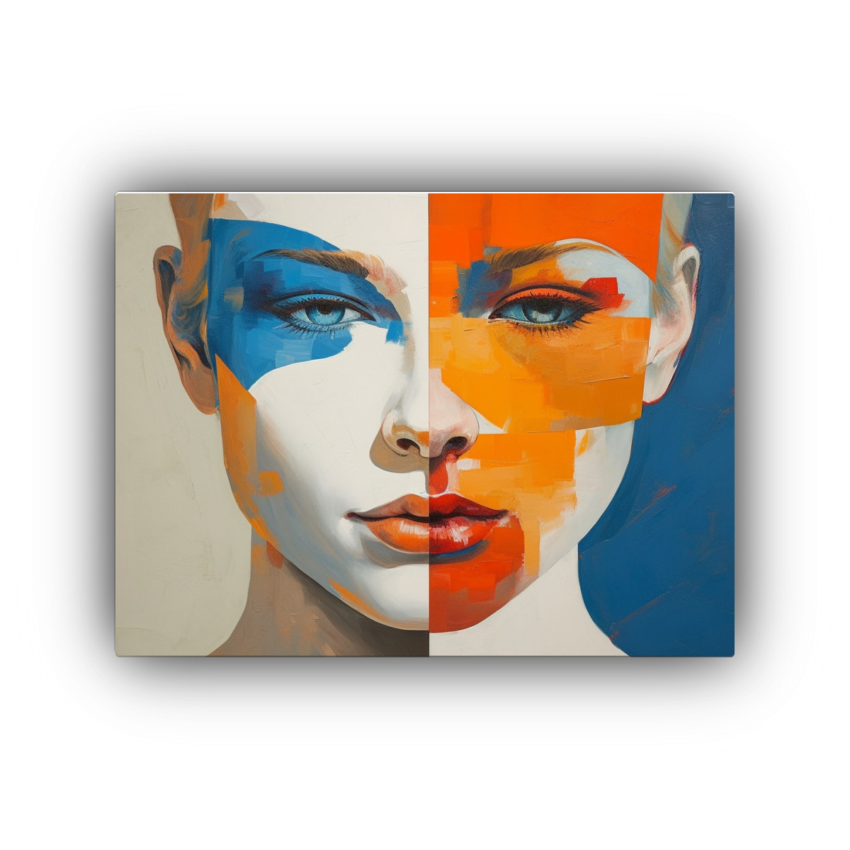 PINTURA ABSTRACTA EXUBERANTE DE ROSTRO FEMENINO 90X60 CM - 1