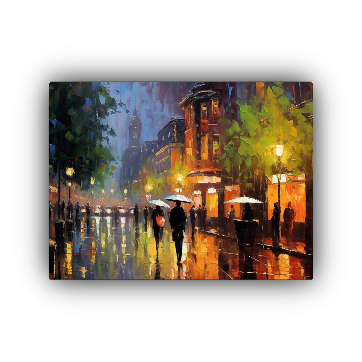 CUADRO TEMÁTICO: NOCHE LLUVIOSA CON MUCHA LUZ. 50X40 CM - 1