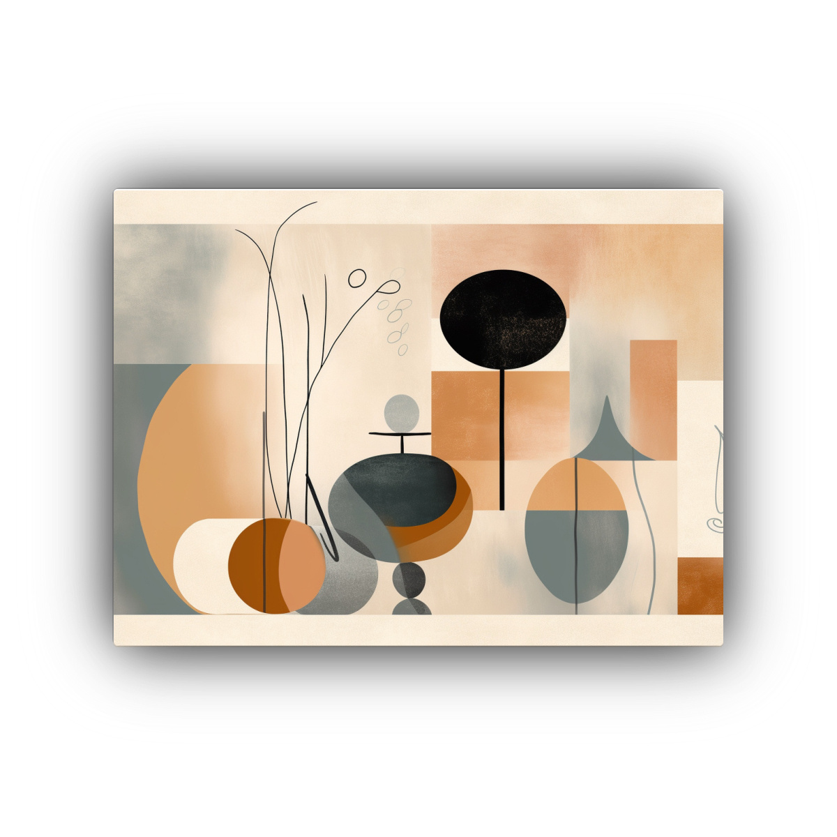 CUADRO ABSTRACTO INSPIRADOR DE LINEAS Y OBJETOS 30X20 CM