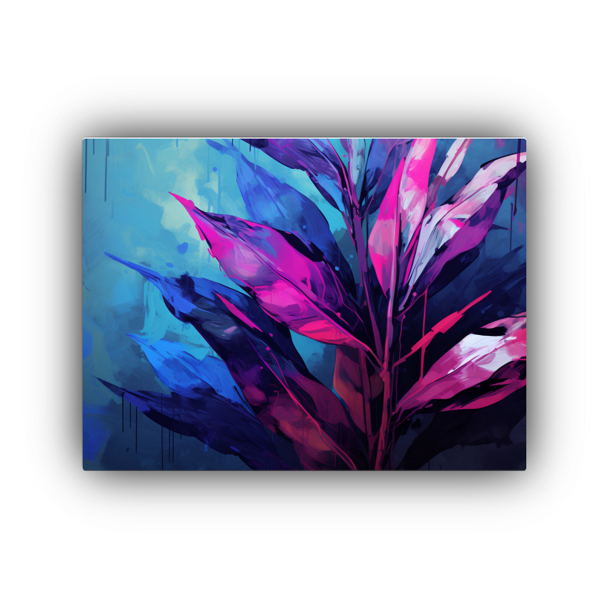 CUADRO IMPRESO HOJAS DE HELICONIA EN MORADO Y 65X50 CM - 1