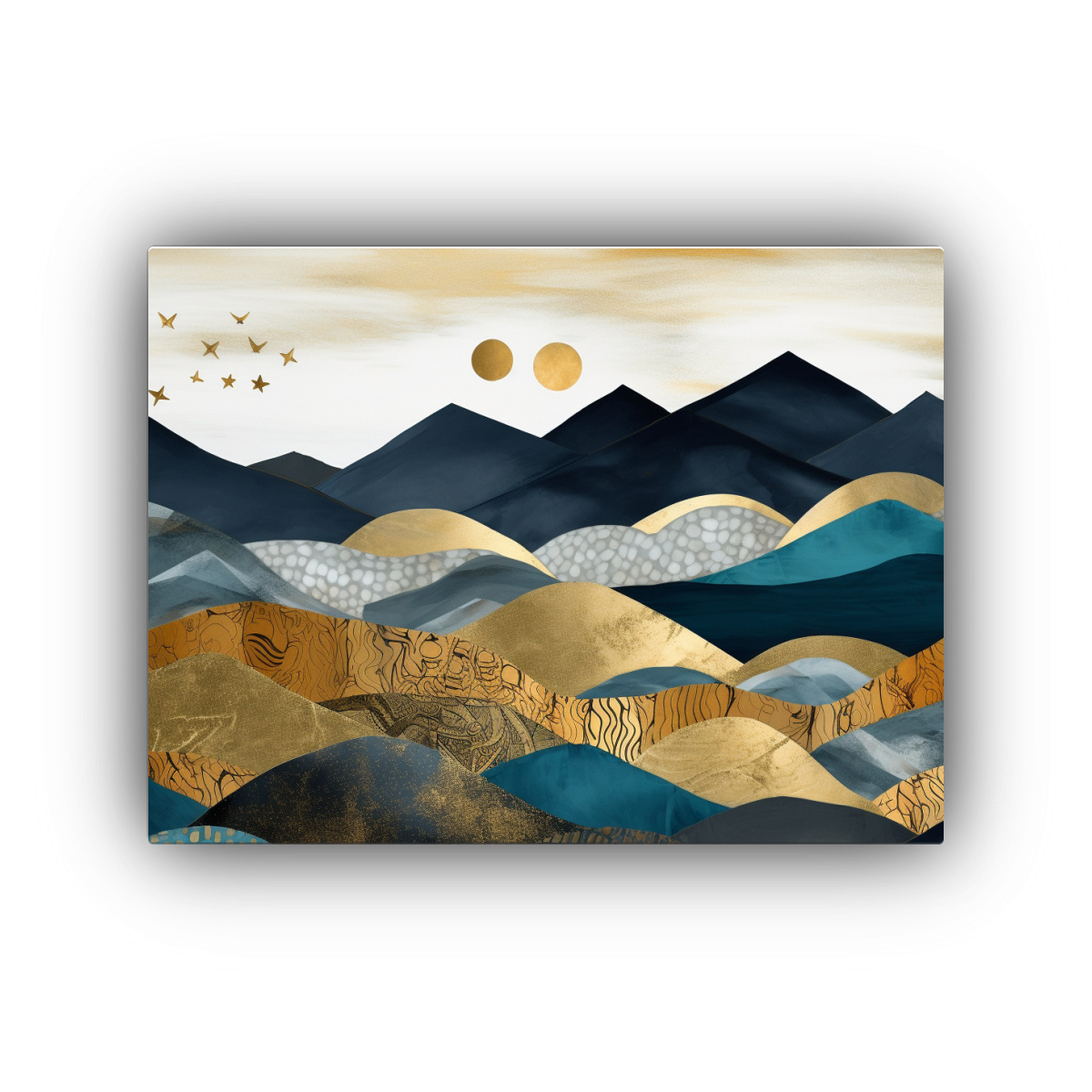PINTURA DECORATIVA DE PAISAJE MONTAÑOSO EN TONOS 120X80 CM - 1